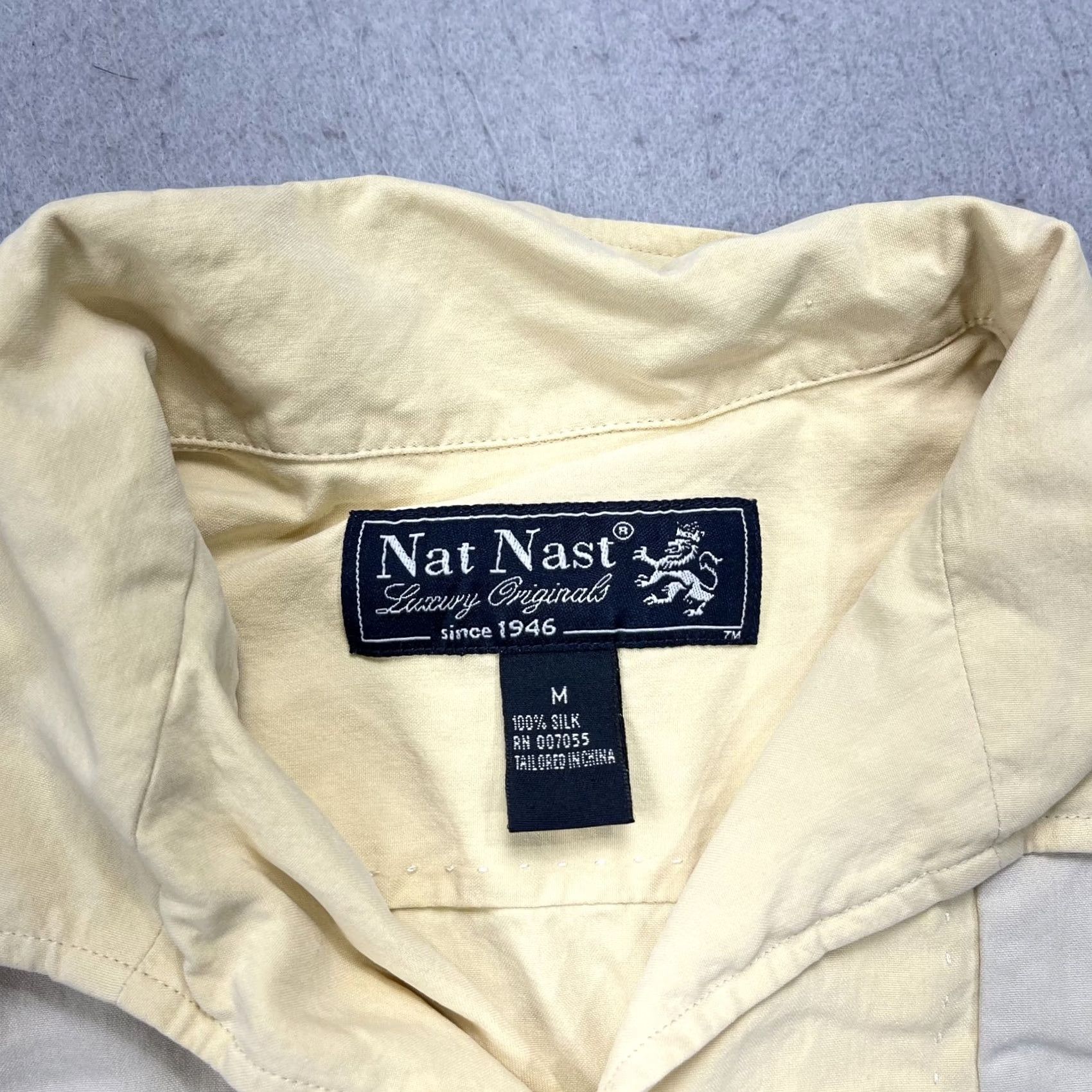 Nat Nast Nat Nast Luxury Originals Shirt Mens Medium Yellow Silk Vintage 90s All Seasons Casual Short Sleeve Button-Up Collared 90s Mens (Yellow) Size US M / EU 48-50 / 2 - 6 Thumbnail