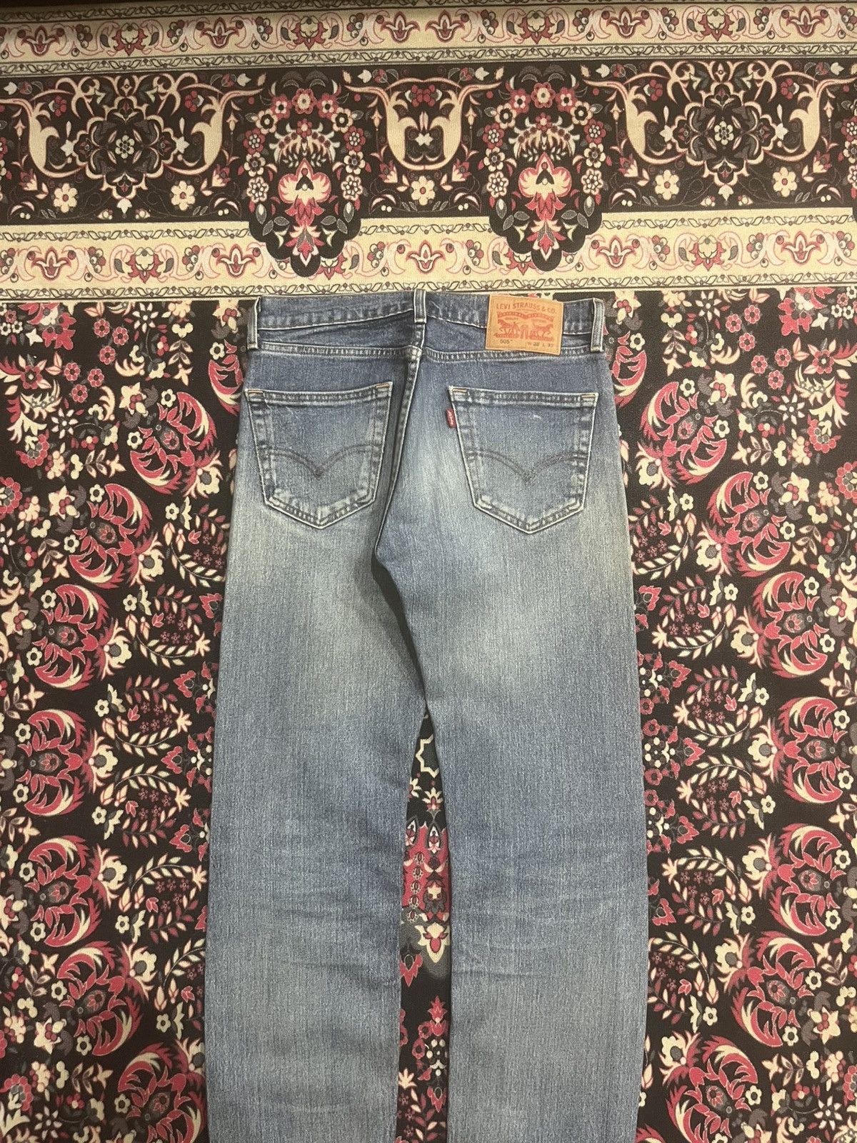 Levi's Y2K Levi’s 505 Blue Washed Distressed Straight Leg Jeans Size US 28 / EU 44 - 6 Thumbnail
