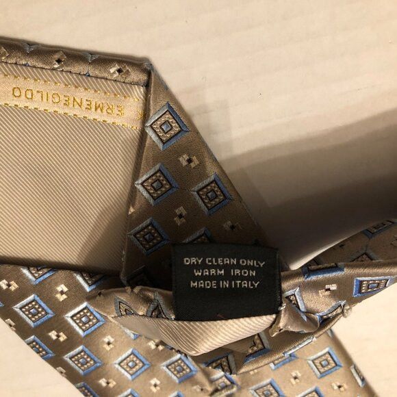 Ermenegildo Zegna ERMENEGILDO ZEGNA MEN'S NEW TAN 100%SILK TIE 3 1/2" X 59" Size ONE SIZE - 6 Thumbnail