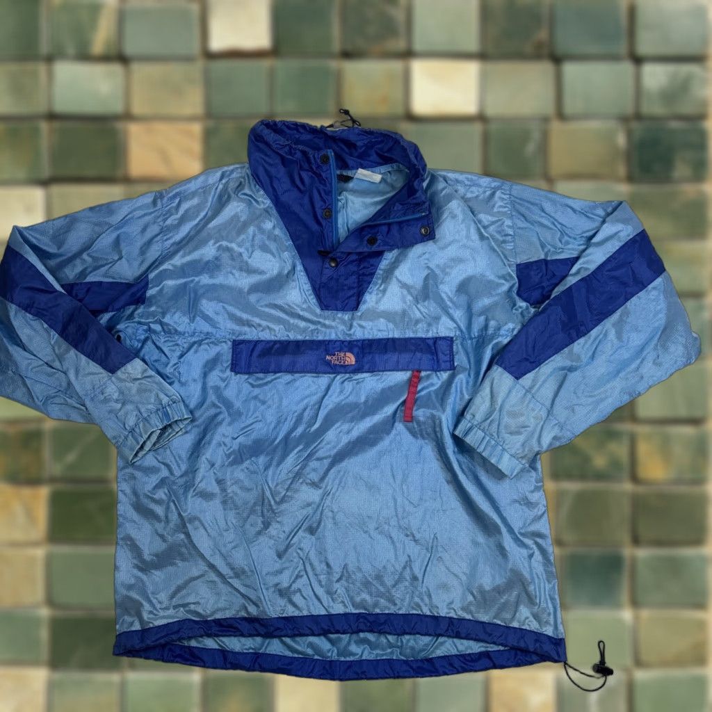 The North Face VINTAGE The North Face Windbreaker Jacket XL Men Blue Collared Stowaway High Collar Size US XL / EU 56 / 4 - 1 Thumbnail