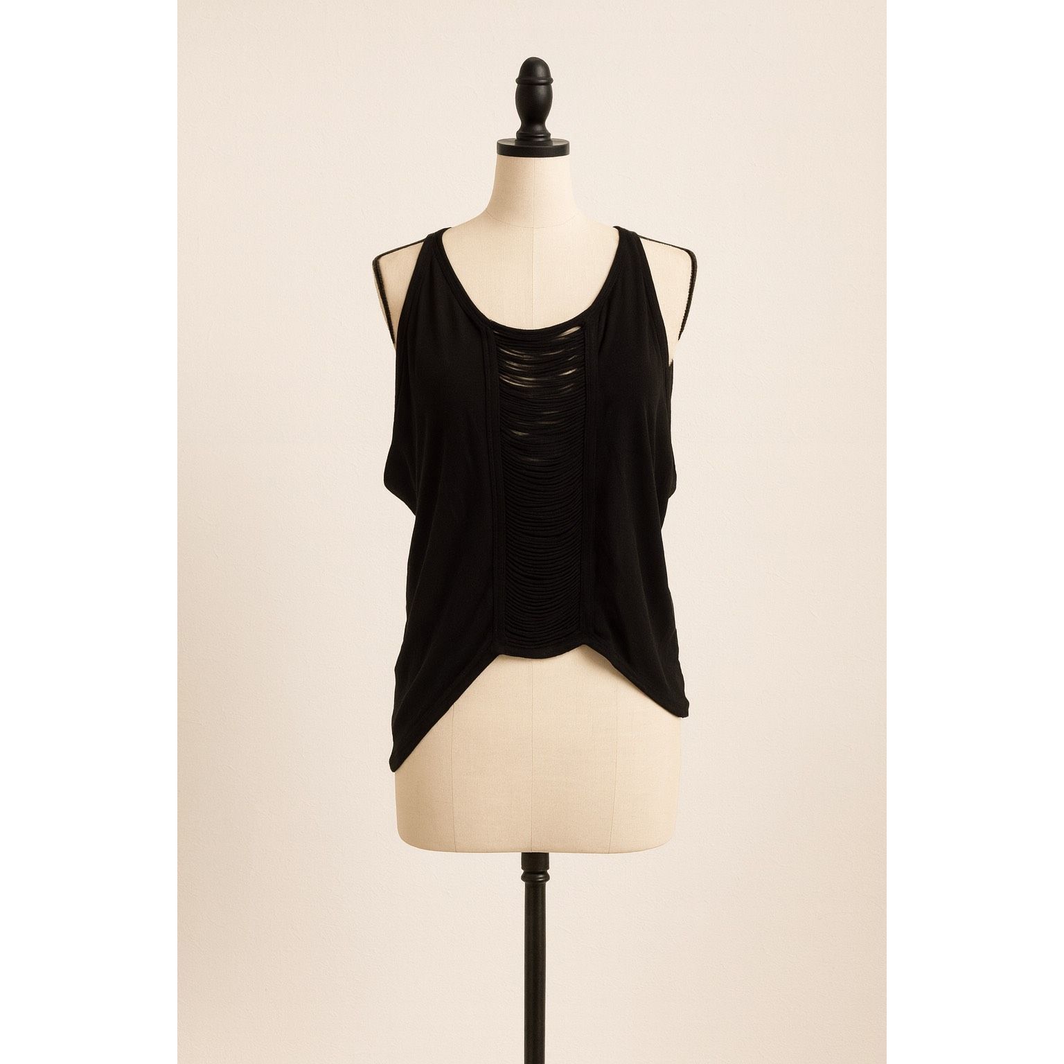 Bcbgmaxazria BCBGMAXAZRIA Black Draped High-Low Festival Blouse – Size XX Size XXS / US 00 / IT 34 - 1 Thumbnail