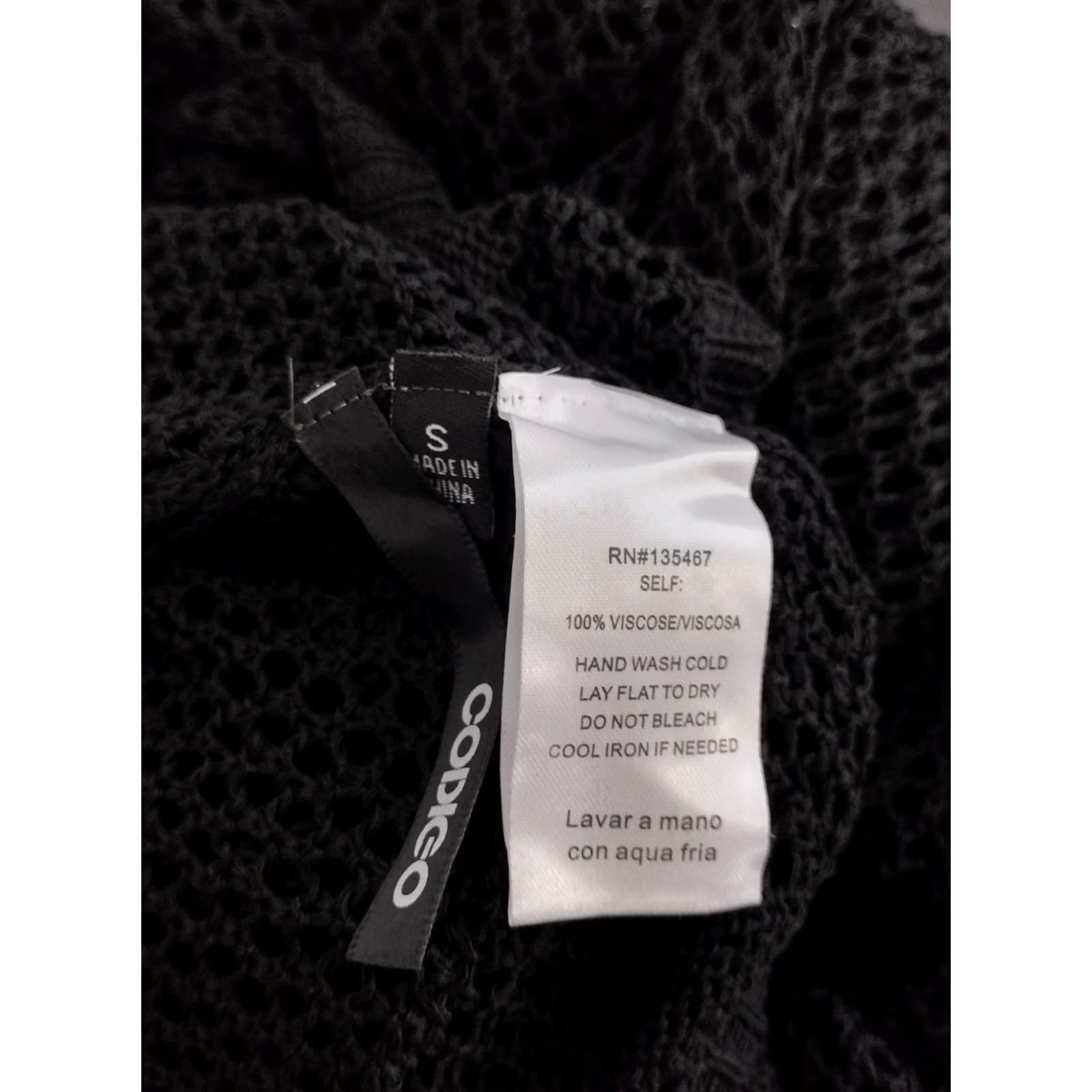 Vintage Codigo Women's Crochet Dress Long Knit Black S Sleeveless V-Neck Casual Bodycon Slim Size S / US 4 / IT 40 - 5 Thumbnail