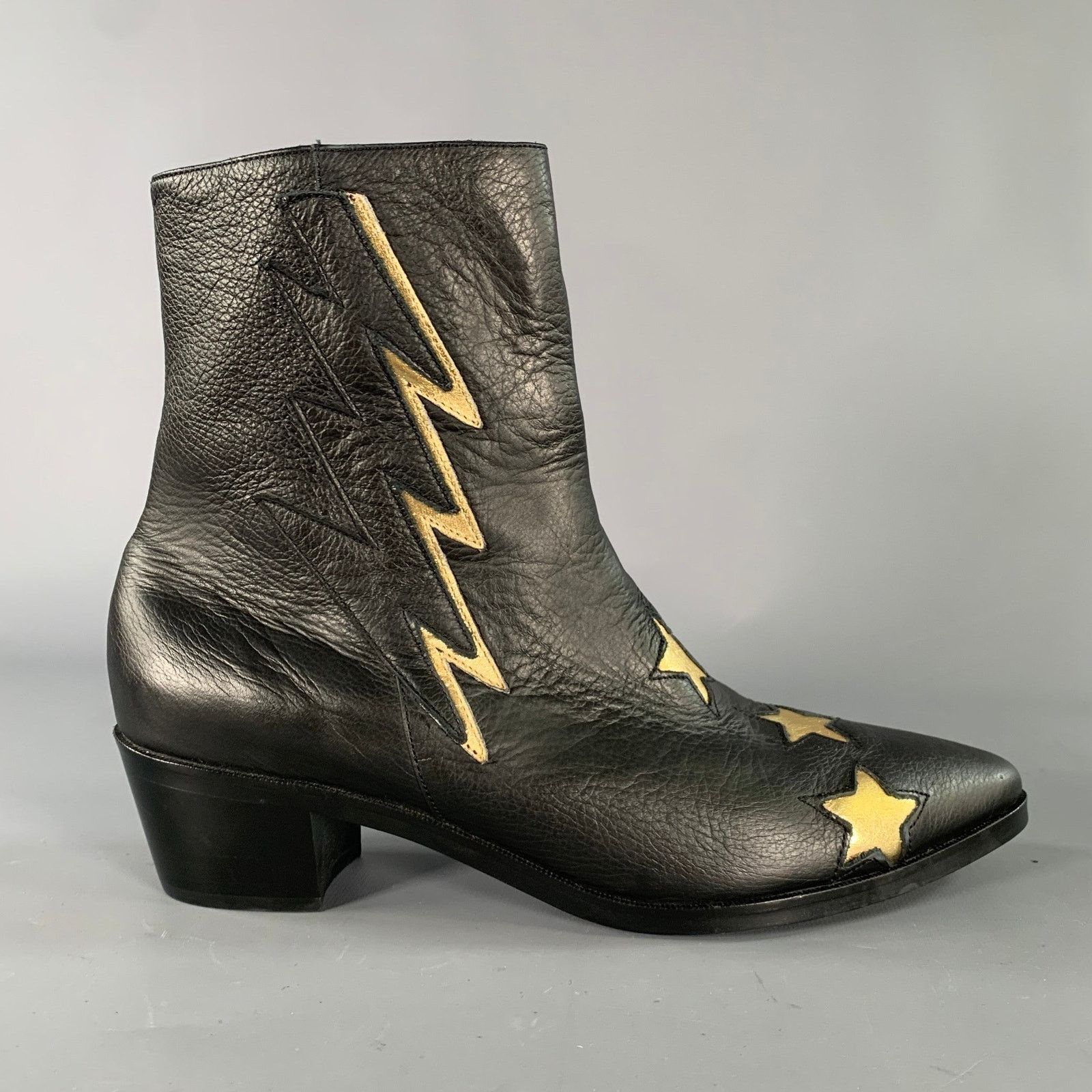 Other MODERN VICE 10.5 Black Gold Leather Stars Side Zipper Boots Size US 10.5 / IT 40.5 - 2 Thumbnail