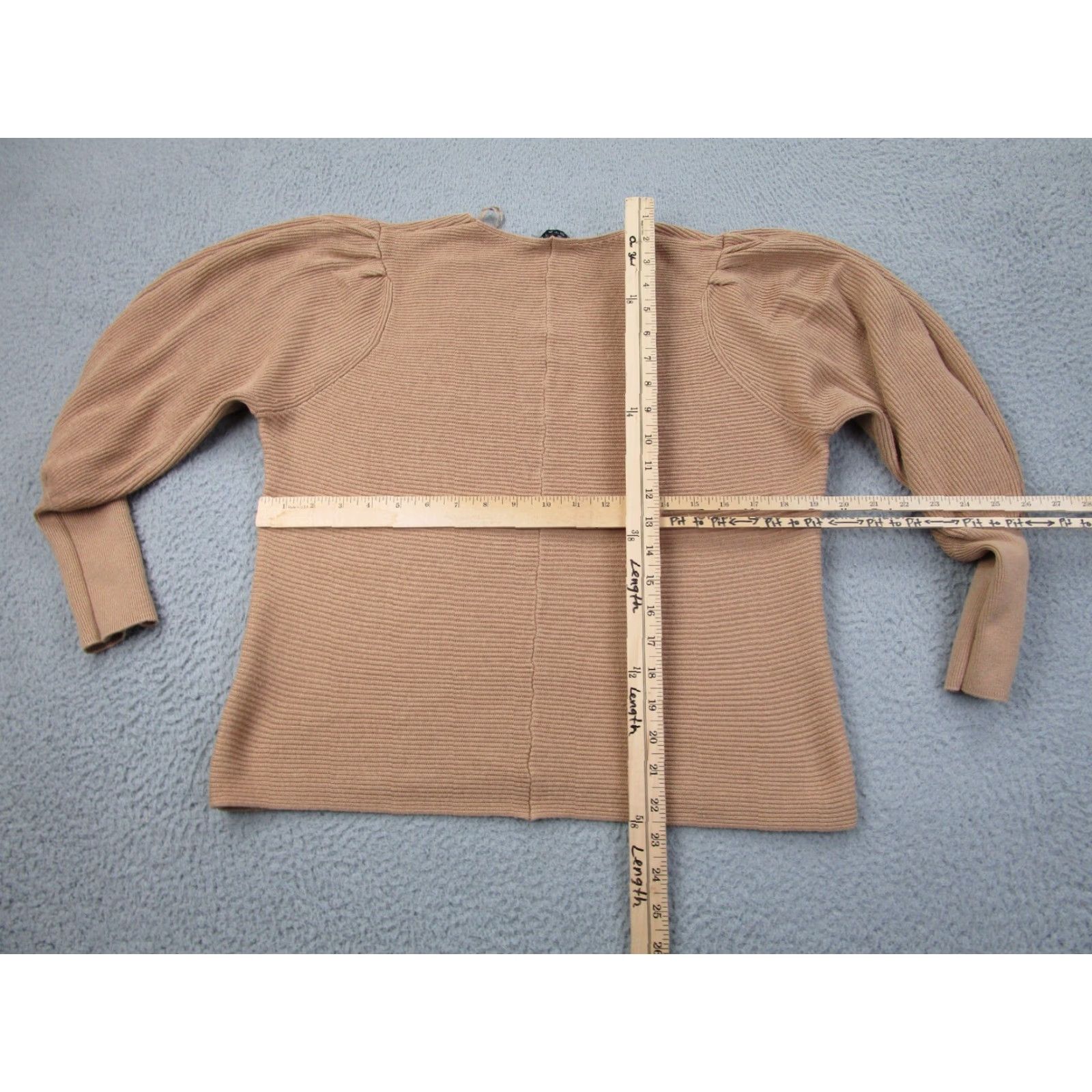 Vintage 1.STATE Sweater Womens M Ribbed Balloon Puff Sleeves Quiet Luxury Clean Girl Size M / US 6-8 / IT 42-44 - 6 Thumbnail