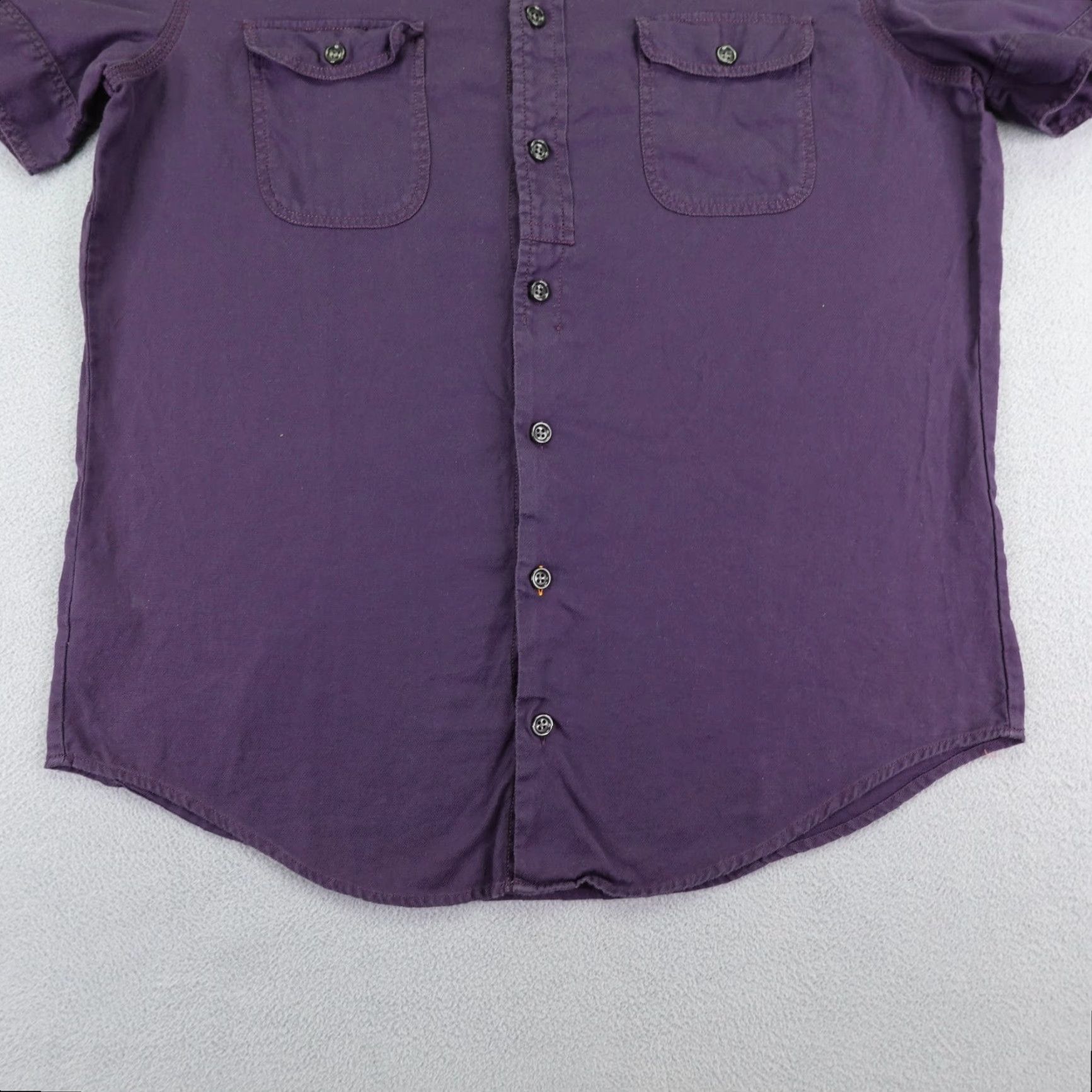 Vintage Boss Orange Shirt Mens XL Purple Button Up Short Sleeve Cotton Flap Pockets Size US XL / EU 56 / 4 - 4 Thumbnail