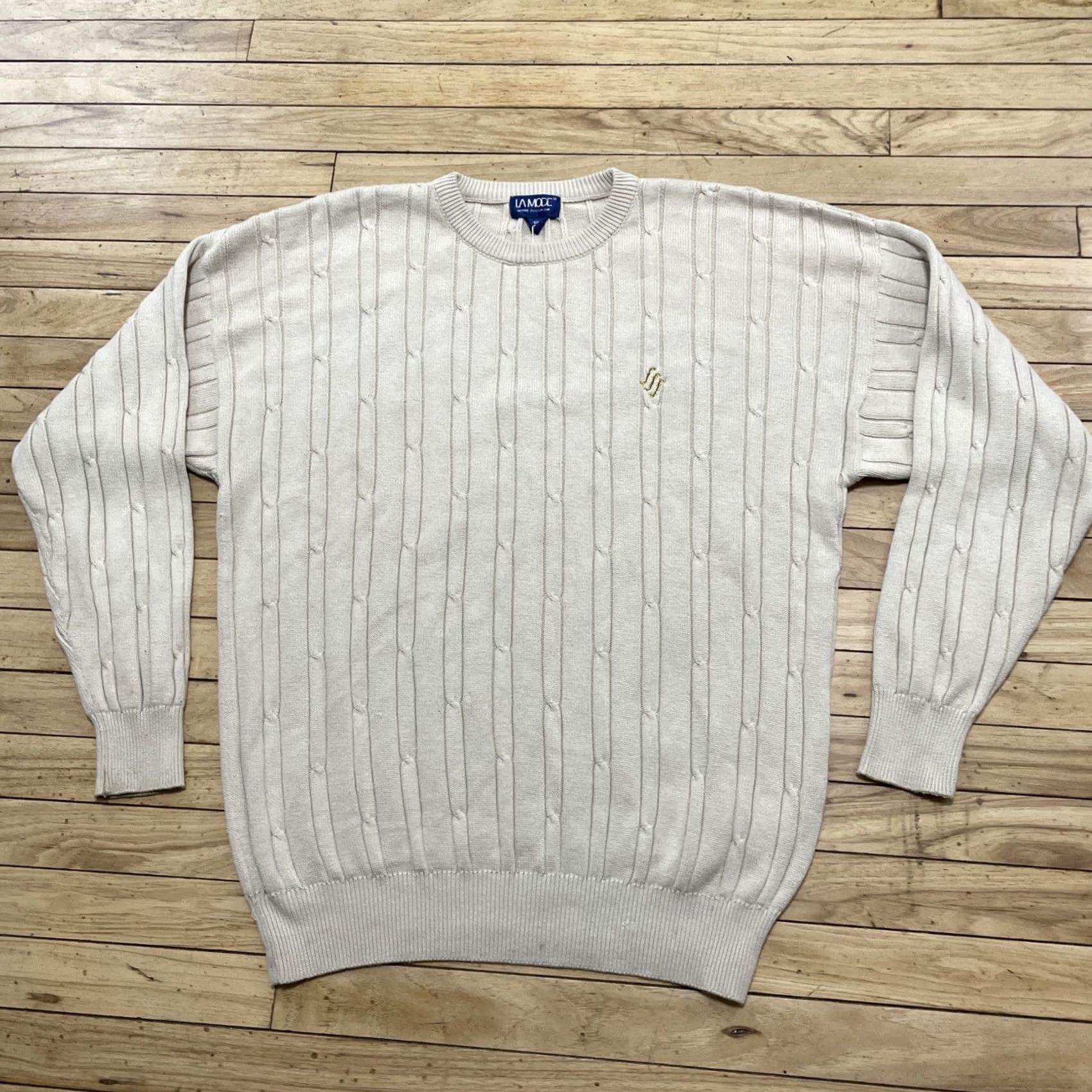 Vintage VINTAGE La Mode Sweater Men XXL Tan New Deadstock 90s Golf Cable Knit Old Money Pullover Knits Mens Size US XXL / EU 58 / 5 - 3 Thumbnail
