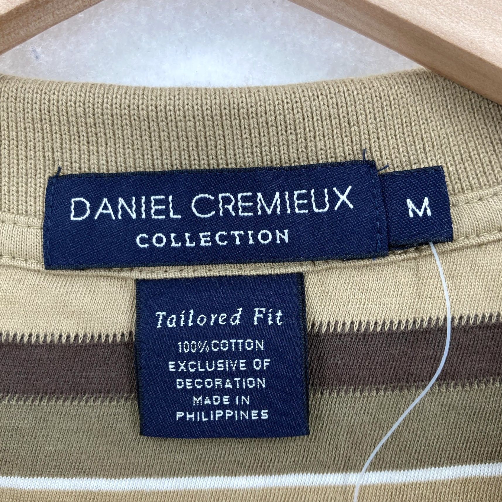 Cremieux Daniel Cremieux Polo Shirt Mens M Khaki Brown Stripe Tailored Fit Cotton Size US M / EU 48-50 / 2 - 4 Thumbnail