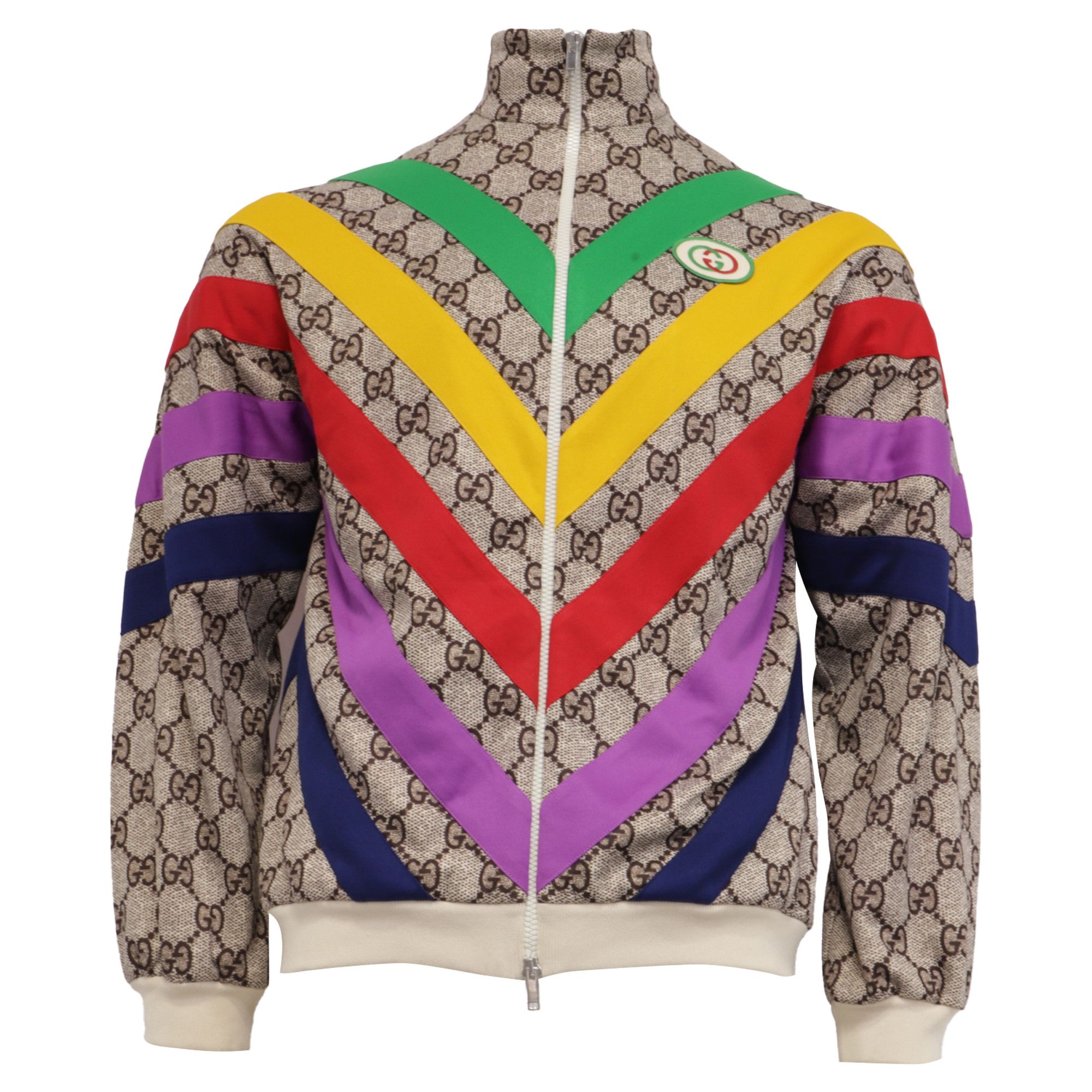 Gucci Gucci GG Rainbow Jersey Zip-Up Jacket in Multicolor Polyeste Size US M / EU 48-50 / 2 - 1 Thumbnail