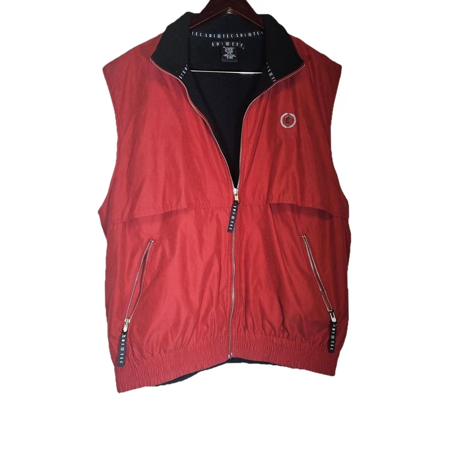 Vintage SDI TEC Golf Vest Full-Zip Fleece Lined Red Black Mens Large Size US L / EU 52-54 / 3 - 2 Thumbnail