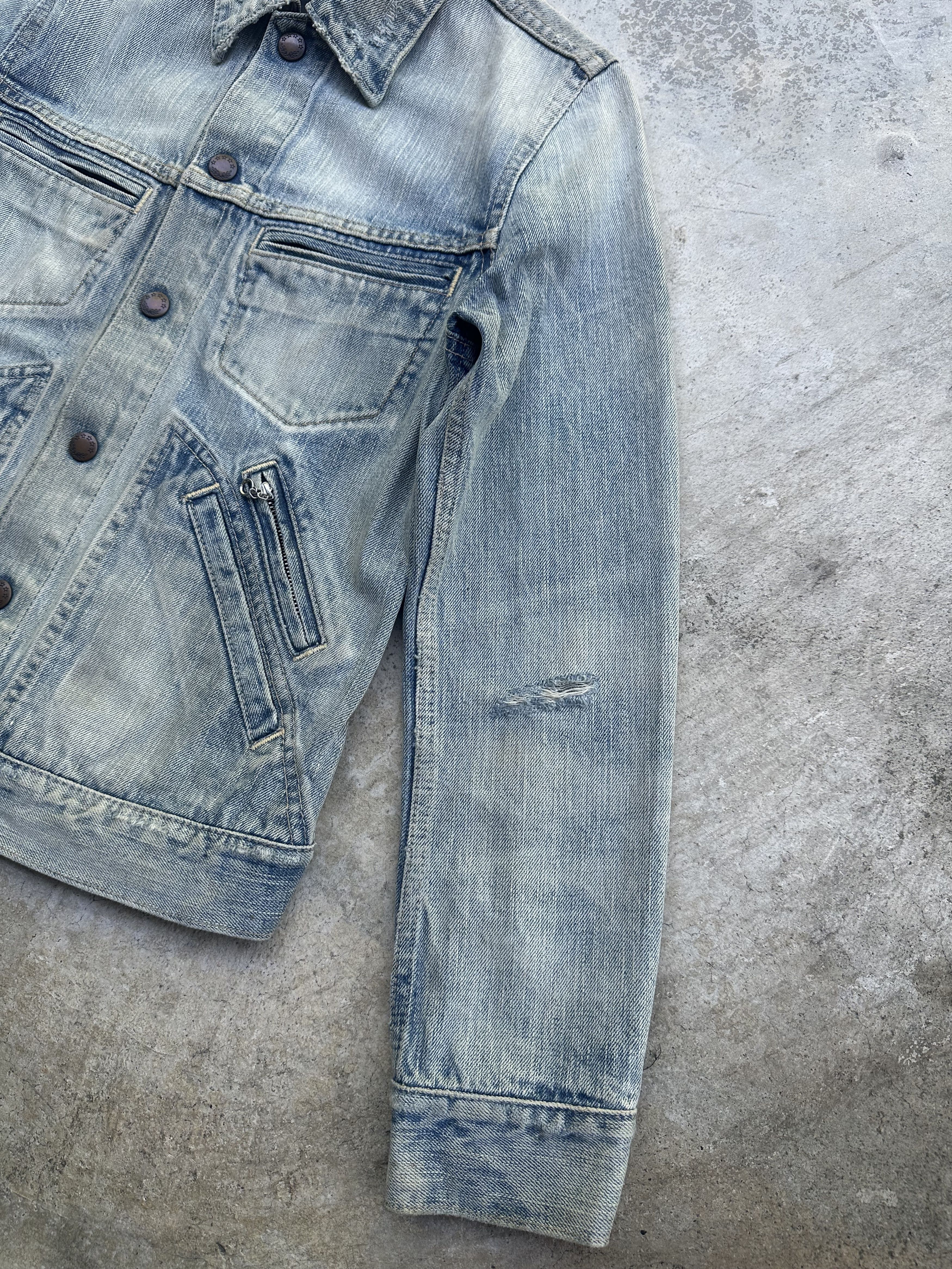 If Six Was Nine Vintage RNA Distressed Denim Snap Button Patina Jacket Jeans Size US M / EU 48-50 / 2 - 7 Thumbnail