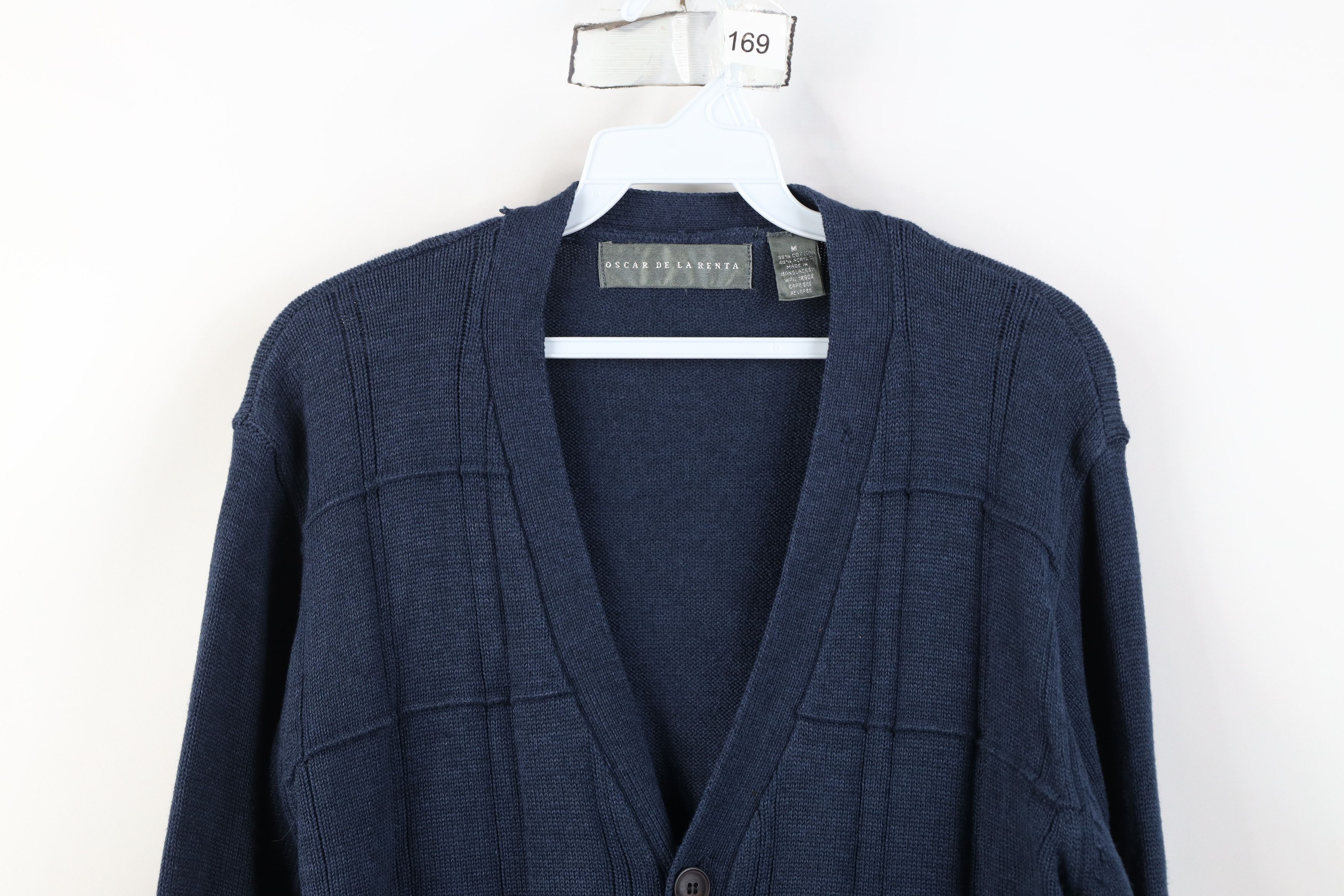 Vintage Vintage 90s Streetwear Ribbed Knit Cardigan Sweater Blue Size US M / EU 48-50 / 2 - 2 Thumbnail