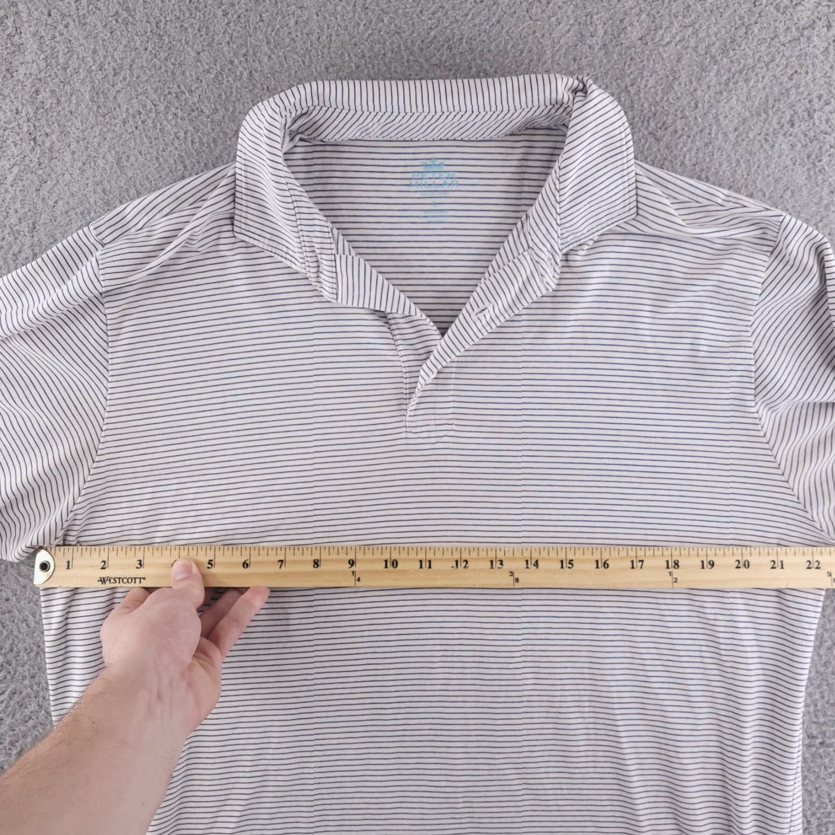 Peter Millar Peter Millar Shirt Mens Large White Golf Polo Striped Seaside Wash Size US L / EU 52-54 / 3 - 5 Thumbnail