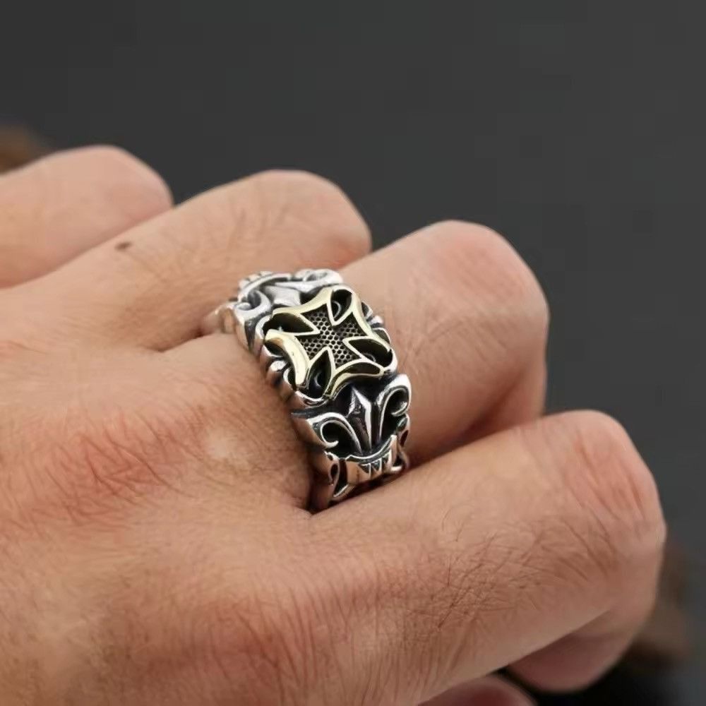Jewelry Punk Big Cross Ring Resizable Retro Gothic Style Size ONE SIZE - 2 Thumbnail