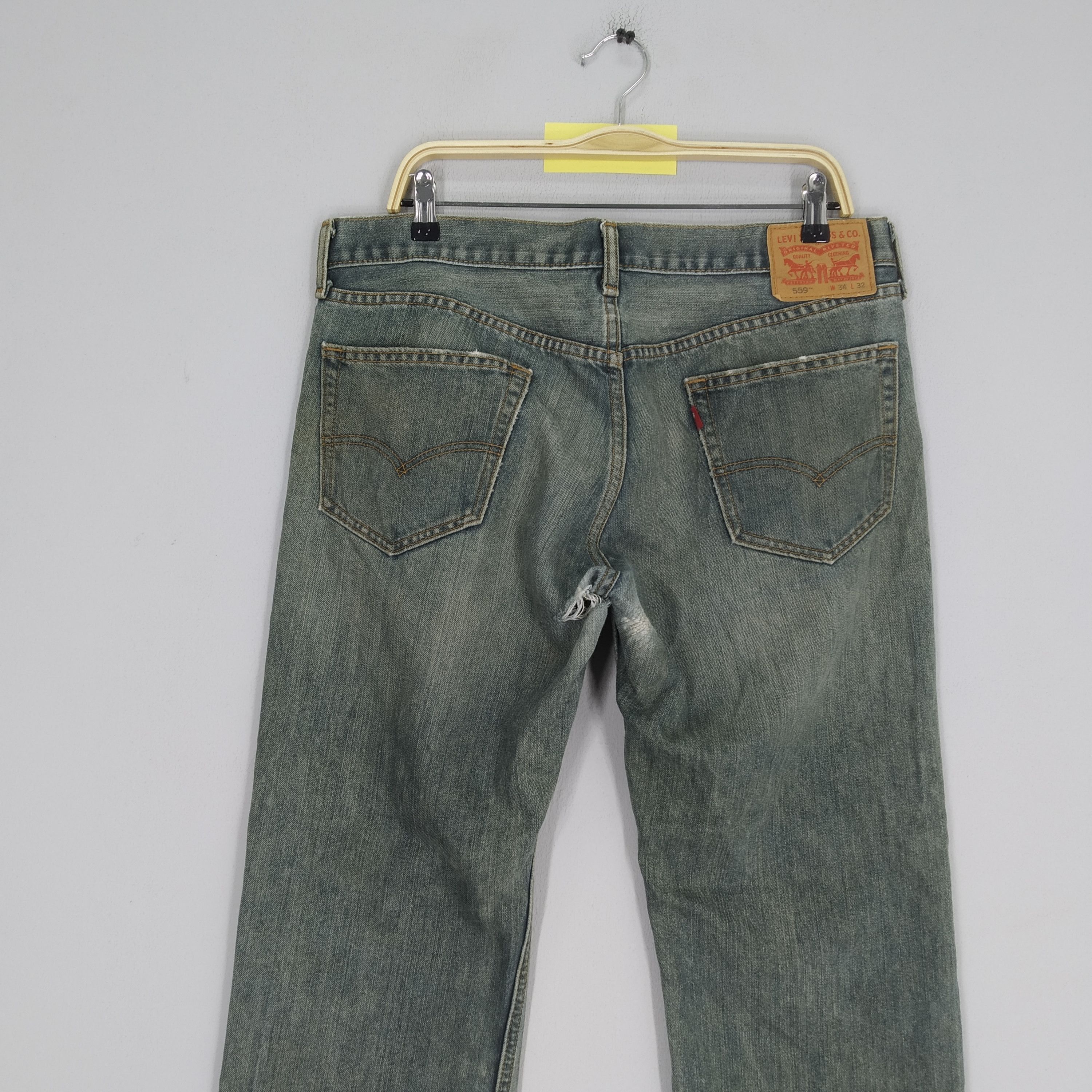 Jean Vintage Levi's 559 Single R Stone Wash Destroy Ripped Denim Size US 36 / EU 52 - 4 Thumbnail