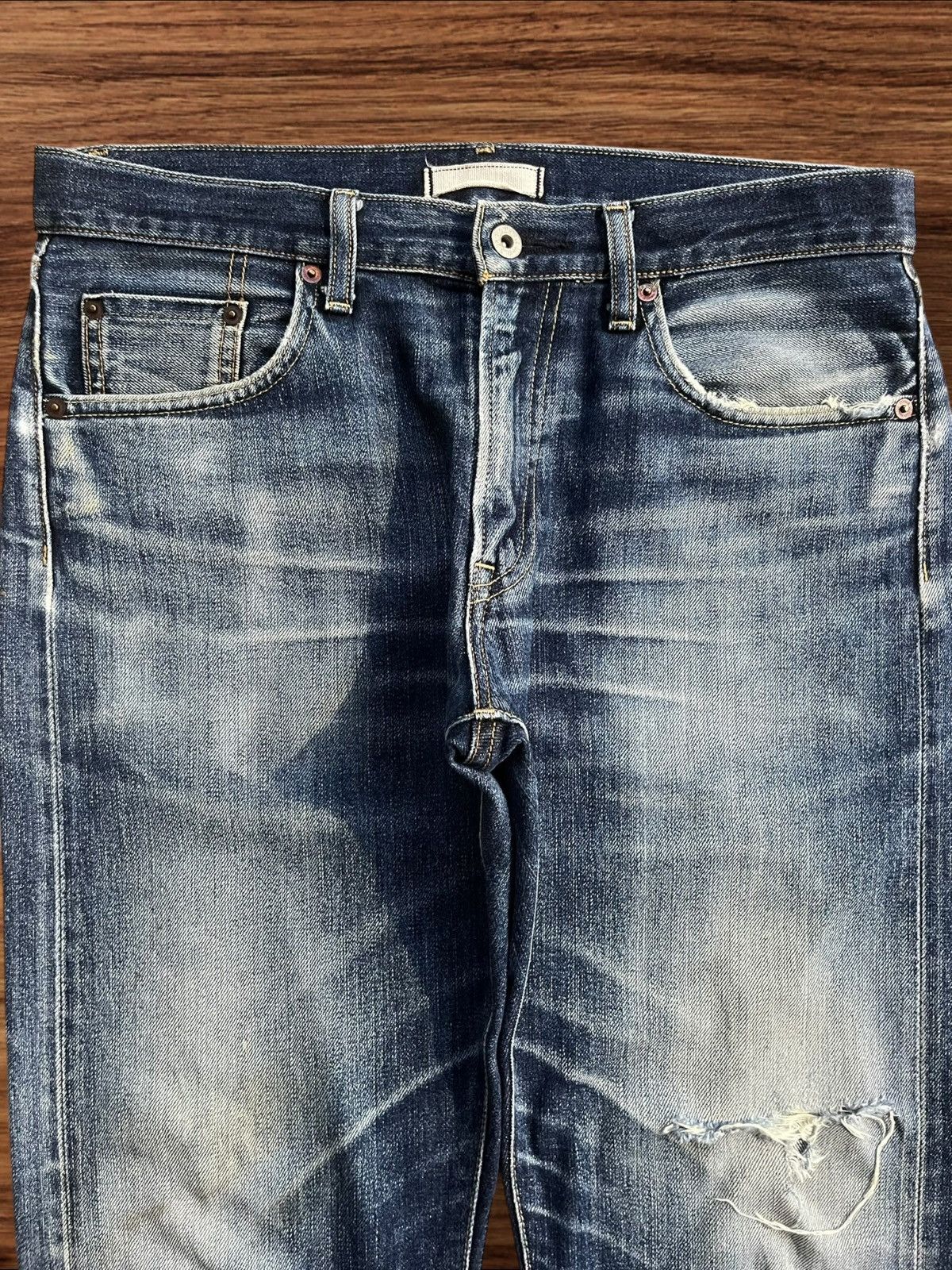 Undercover × Uniqlo Vintage Japanese Brand Blue Washed Distressed Redline Jeans Size US 32 / EU 48 - 4 Thumbnail