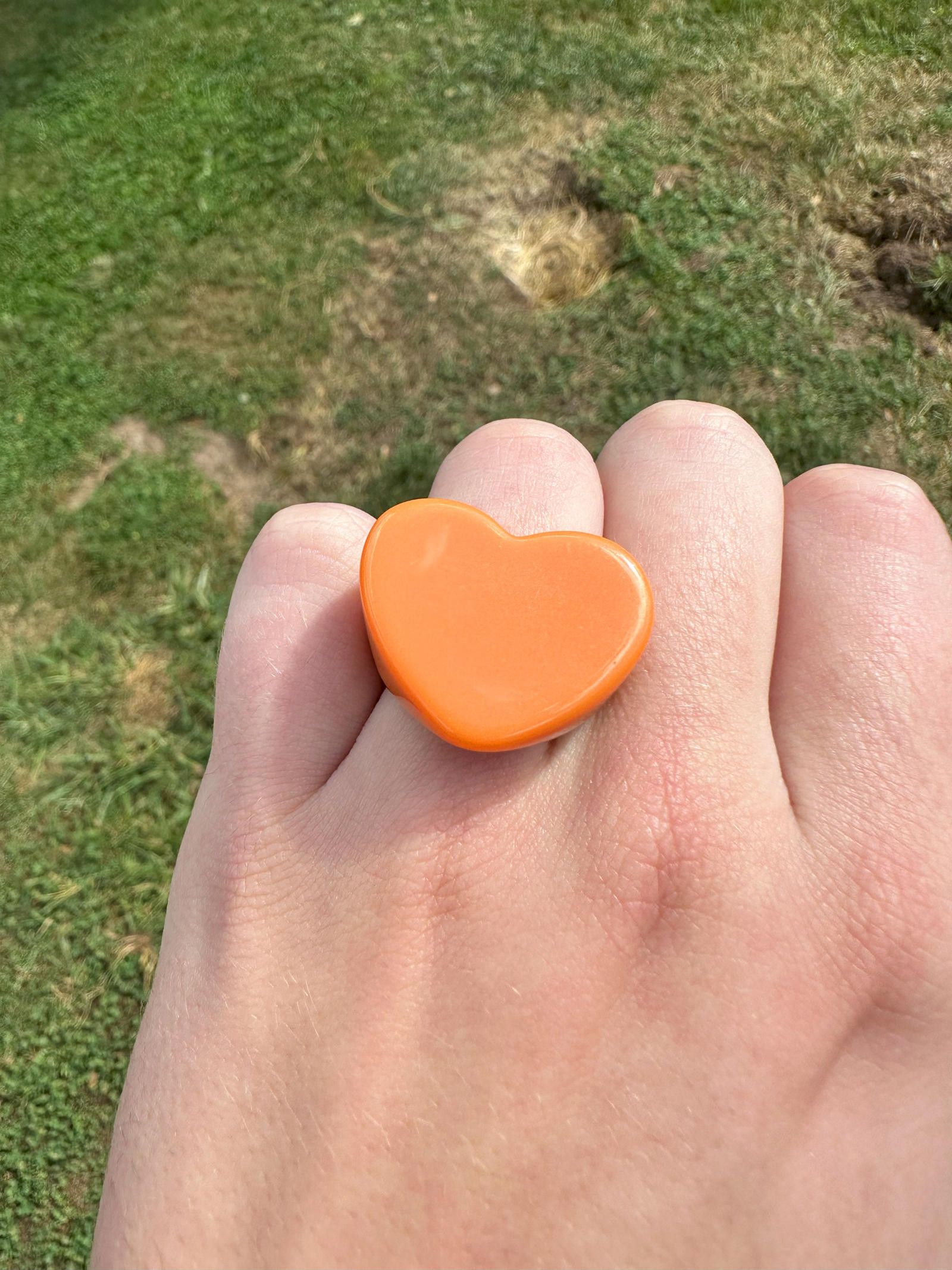 Jewelry Large Orange Heart Ring Size ONE SIZE - 2 Thumbnail