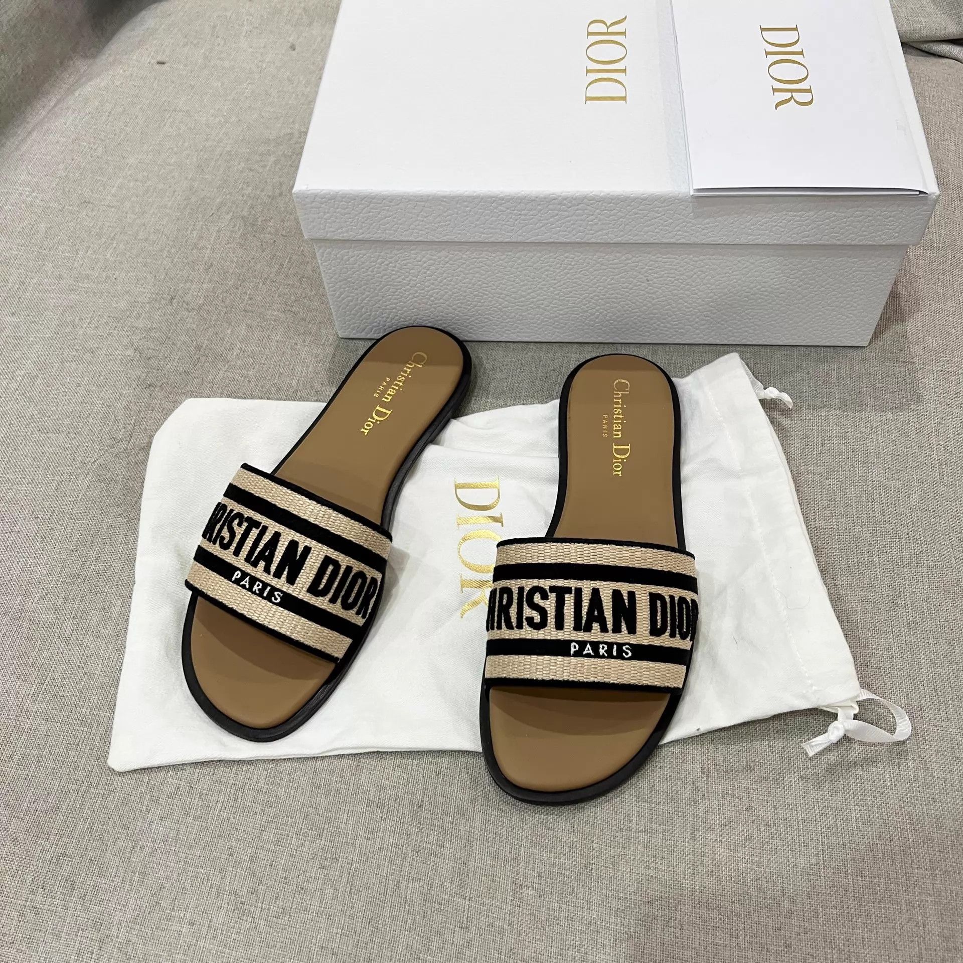 Dior Dior Slogan Logo Slide 36.5 99N w/ Box & Dust Bag Size US 6 / IT 36 - 1 Thumbnail