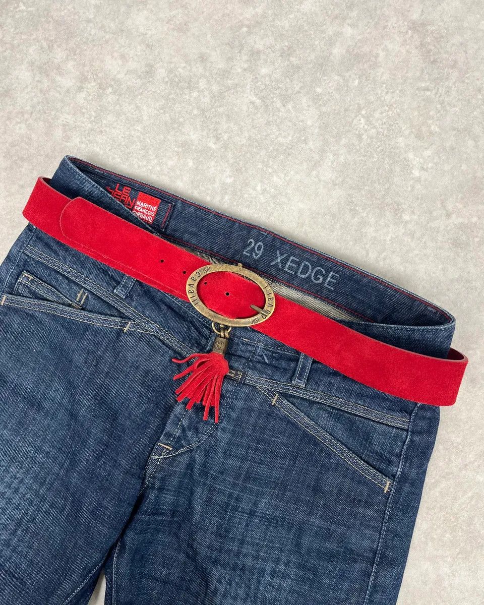2000s Cavalli Suede Red Leather Belt