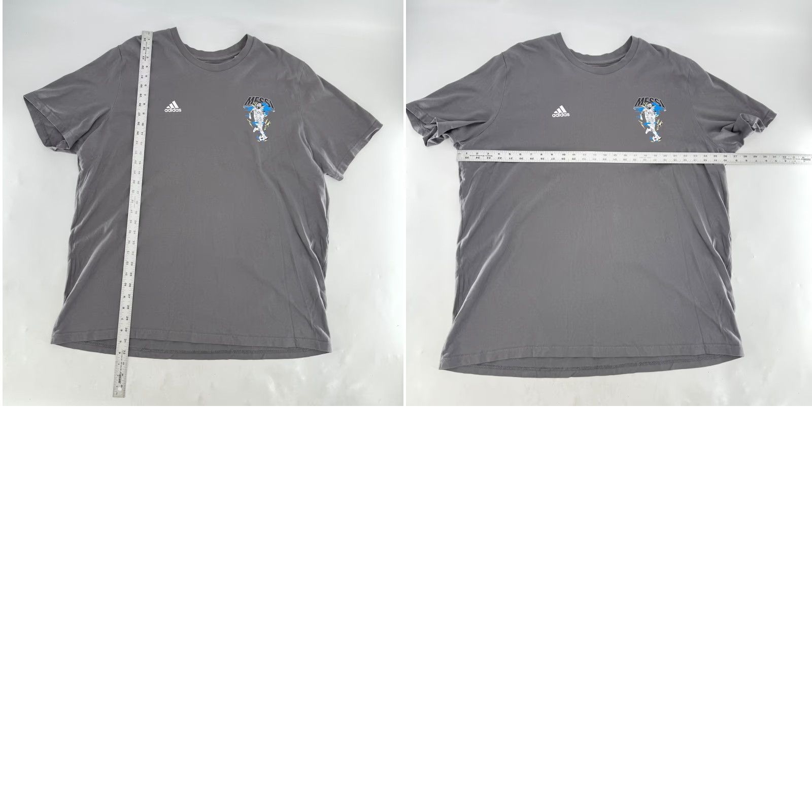 Adidas Adidas Messi Graphic T-Shirt Mens 2XL Gray Short Sleeve Soccer Football Fan Tee Size US XXL / EU 58 / 5 - 8 Thumbnail