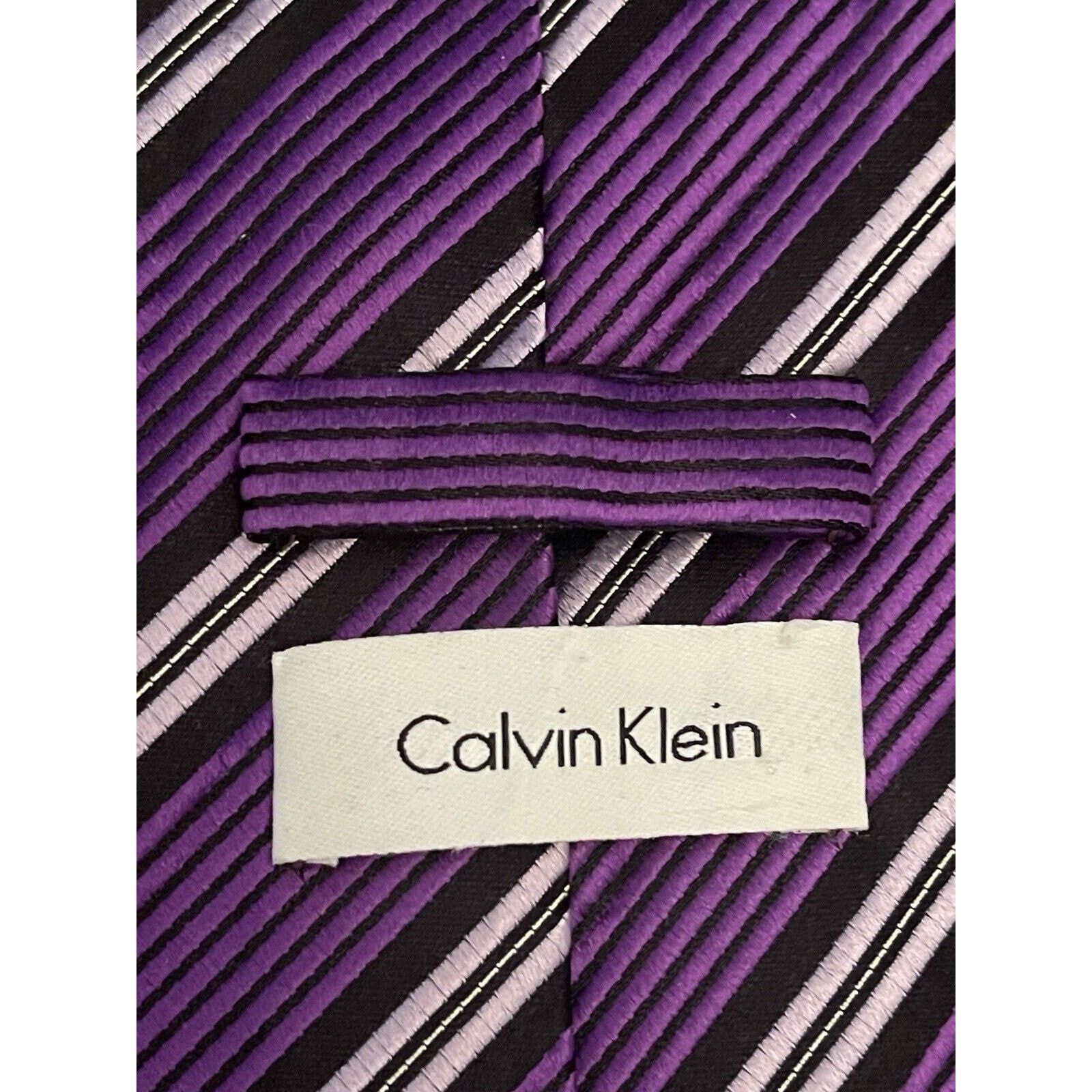 Calvin Klein Calvin Klein Purple Black 100% Silk Made In China Size ONE SIZE - 8 Thumbnail