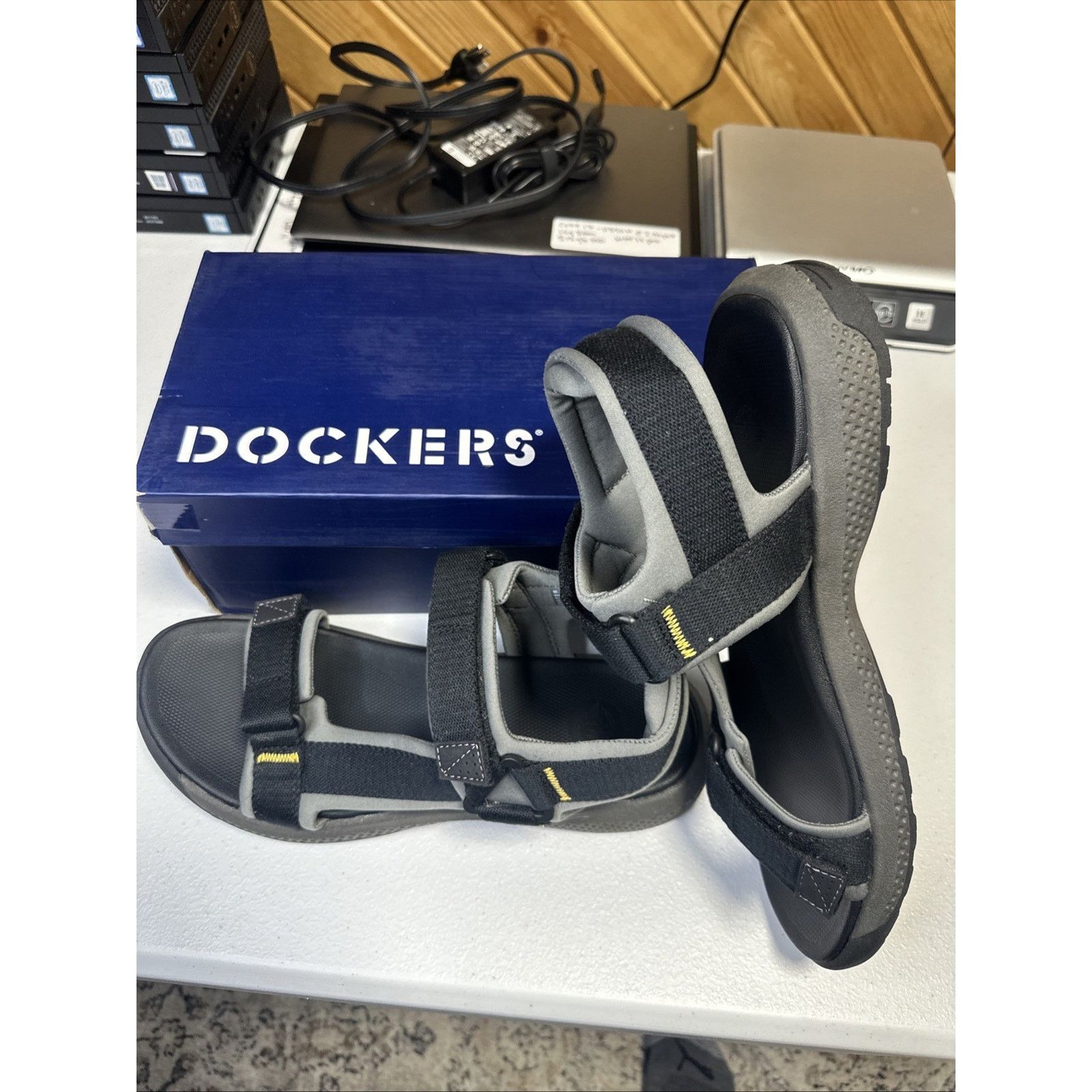 Dockers Size 13 Men's Dockers Zander Sandals Hook Loop Black Hiking Size US 13 / EU 46 - 1 Thumbnail