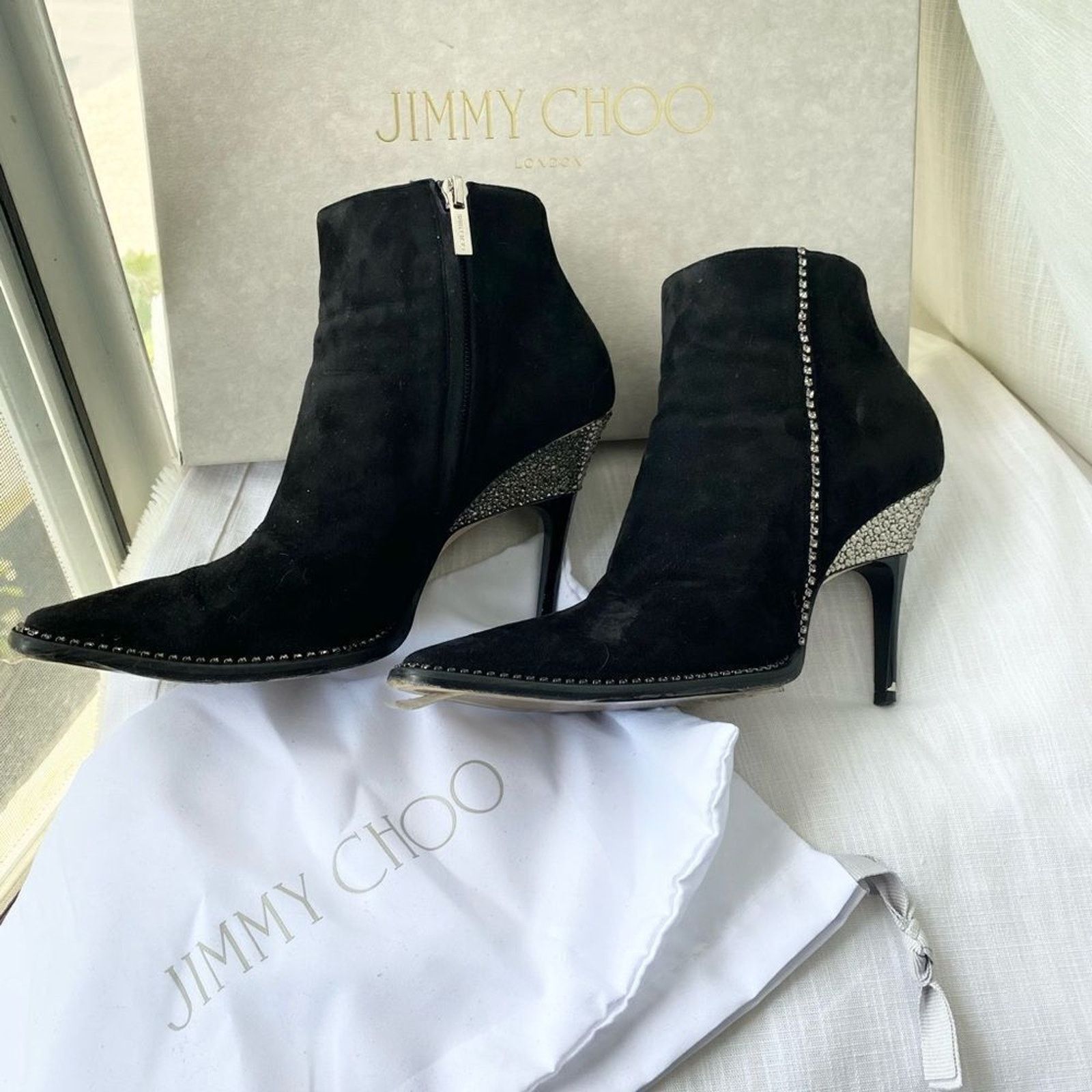 Jimmy Choo Jimmy Choo Brecken Black Suede Crystal Booties - Size 8.5 Size US 8.5 / IT 38.5 - 9 Thumbnail