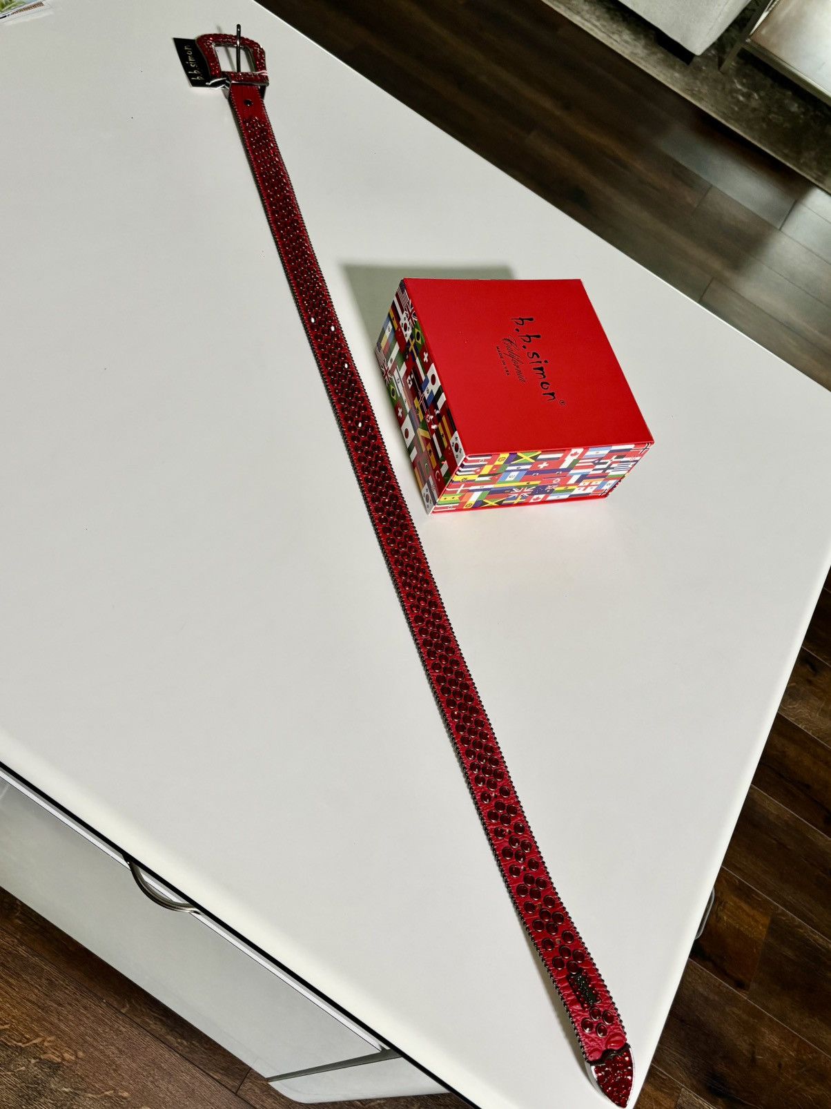 B.B. Simon B.B. Simon Khayyam Red Crystal Belt Size 36 - 8 Thumbnail