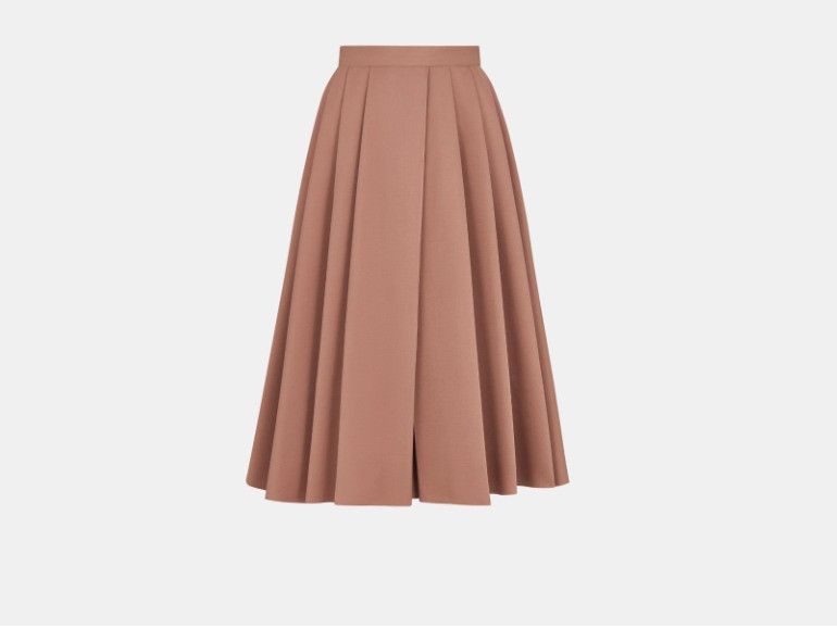 Dior o1w1db10824 Mid-Length Pleated Skirt in Cognac Size 26" / US 2 / IT 38 - 1 Thumbnail