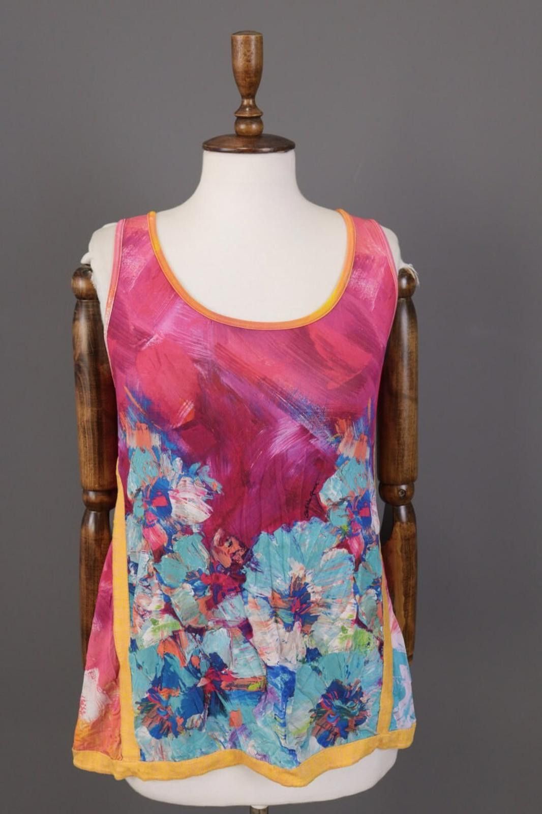 Designer Save the Queen Multicolour Floral Art Top Tank Blouse Size S Size S / US 4 / IT 40 - 1 Thumbnail