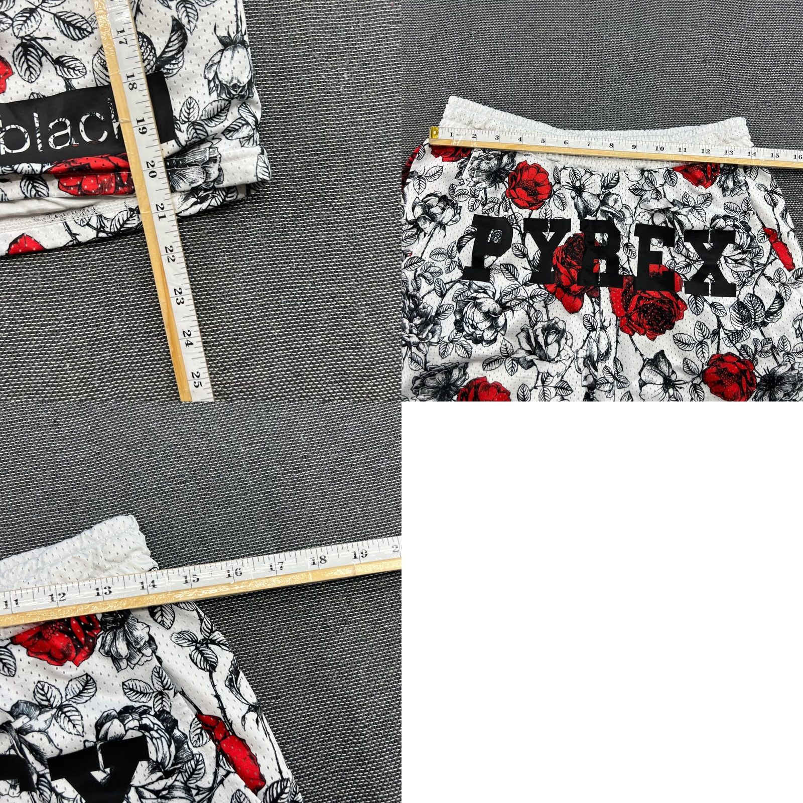 Pyrex Vision PYREX Vision Virgil Abloh Mens Shorts XL Basketball Black Dope Sports Roses Floral Pattern Athletic Drawstring Quick Dry Size US 36 / EU 52 - 9 Thumbnail
