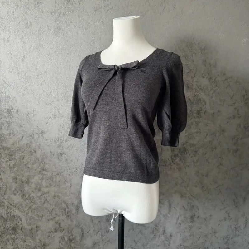 Burberry Burberry Gray Wool Short Sleeve Top Size M / US 6-8 / IT 42-44 - 1 Thumbnail
