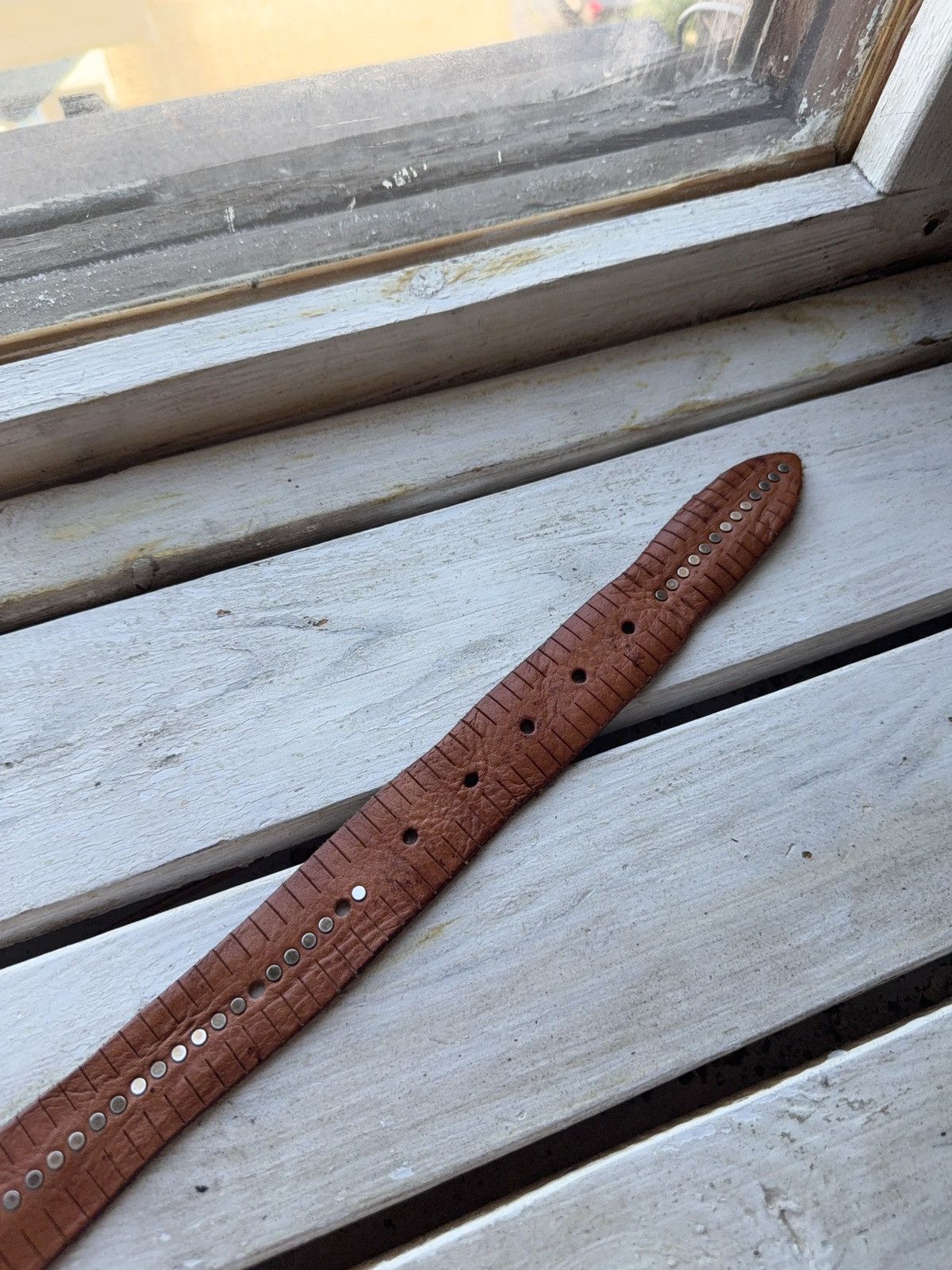 Leather Miron Ronzoni Italy Brown Leather Belt Studded Vintage Size ONE SIZE - 6 Thumbnail