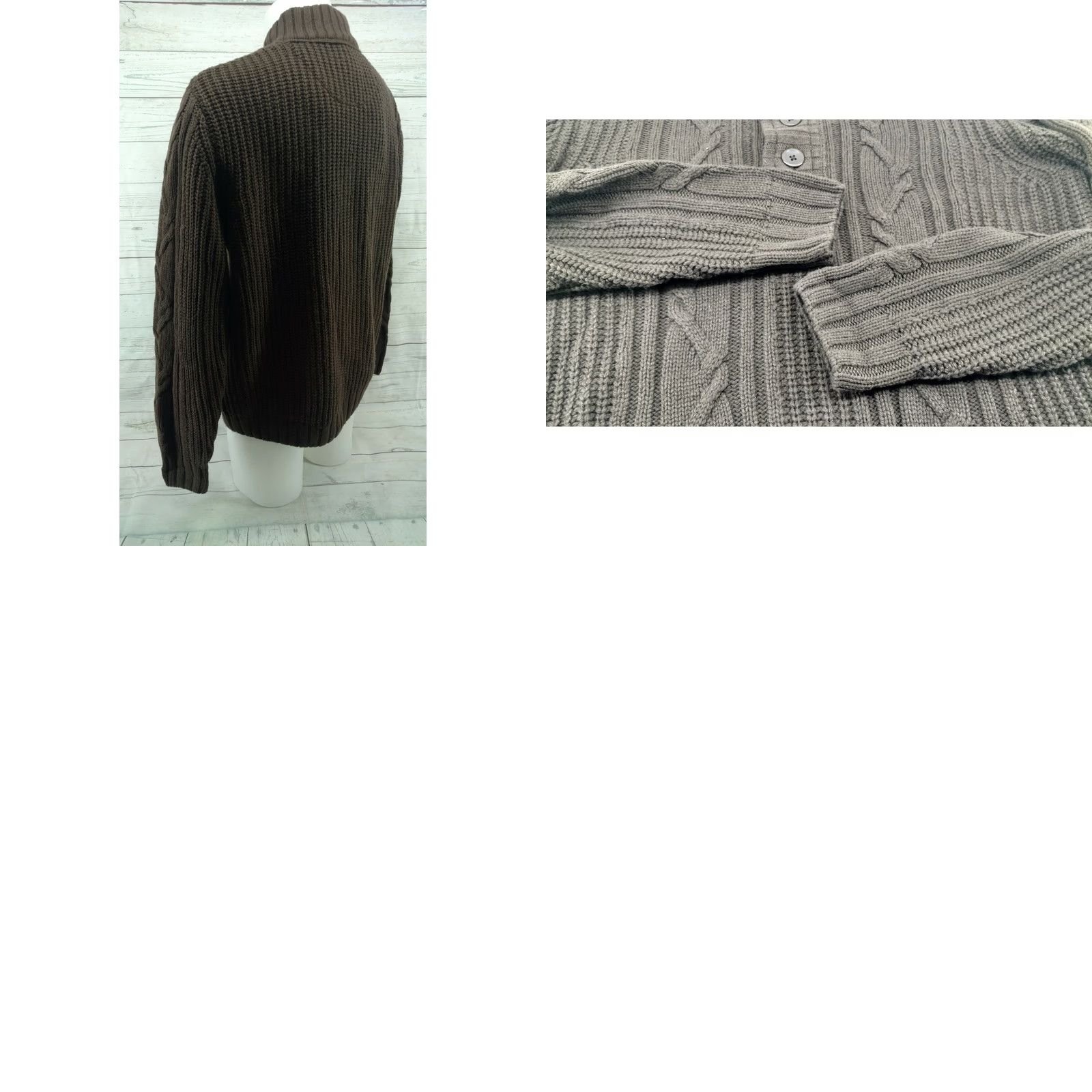 Vintage CABELAS Men's Sweater Cable Knit Brown Mock Neck Outdoor Large Shirt Men Size US L / EU 52-54 / 3 - 8 Thumbnail