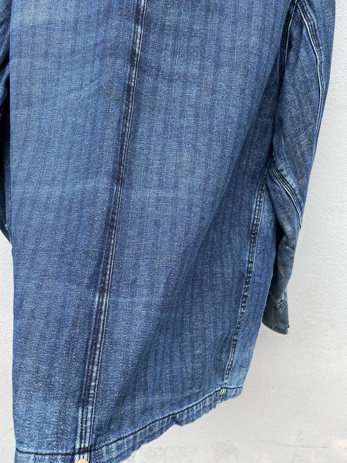 Japanese Brand US NAVAL Herring Bone Twill Faded Indigo Chore USN Jacket Size US M / EU 48-50 / 2 - 18 Thumbnail