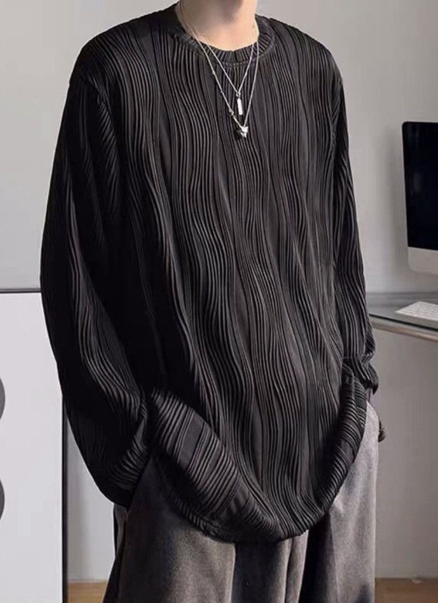 Japanese Brand × Vintage Retro Korean fashion wave pleats long sleeve t-shirt tee Size US M / EU 48-50 / 2 - 4 Thumbnail
