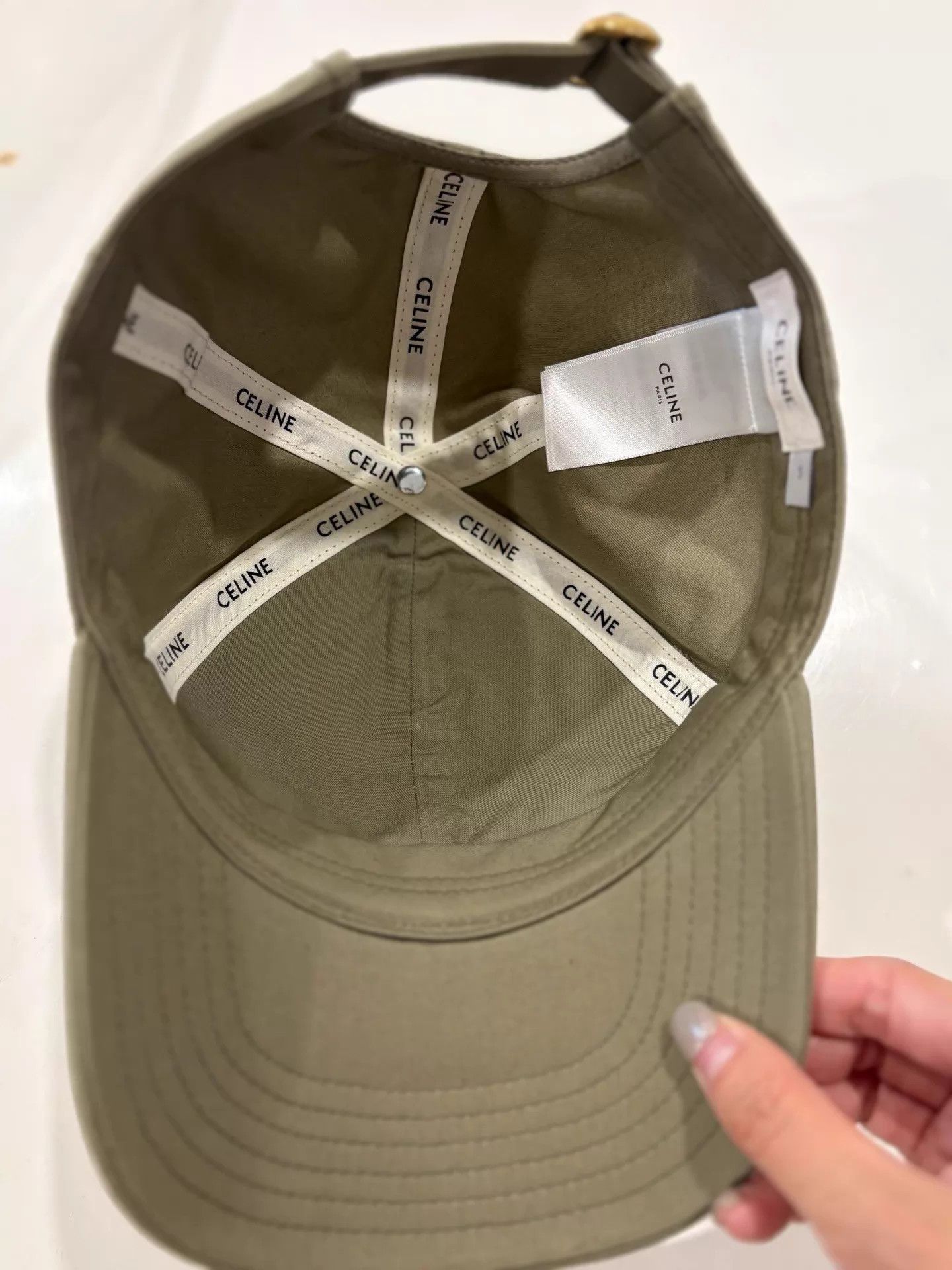 Celine Celine Olive Green Triomphe Logo Cap 99 New S Size ONE SIZE - 2 Thumbnail