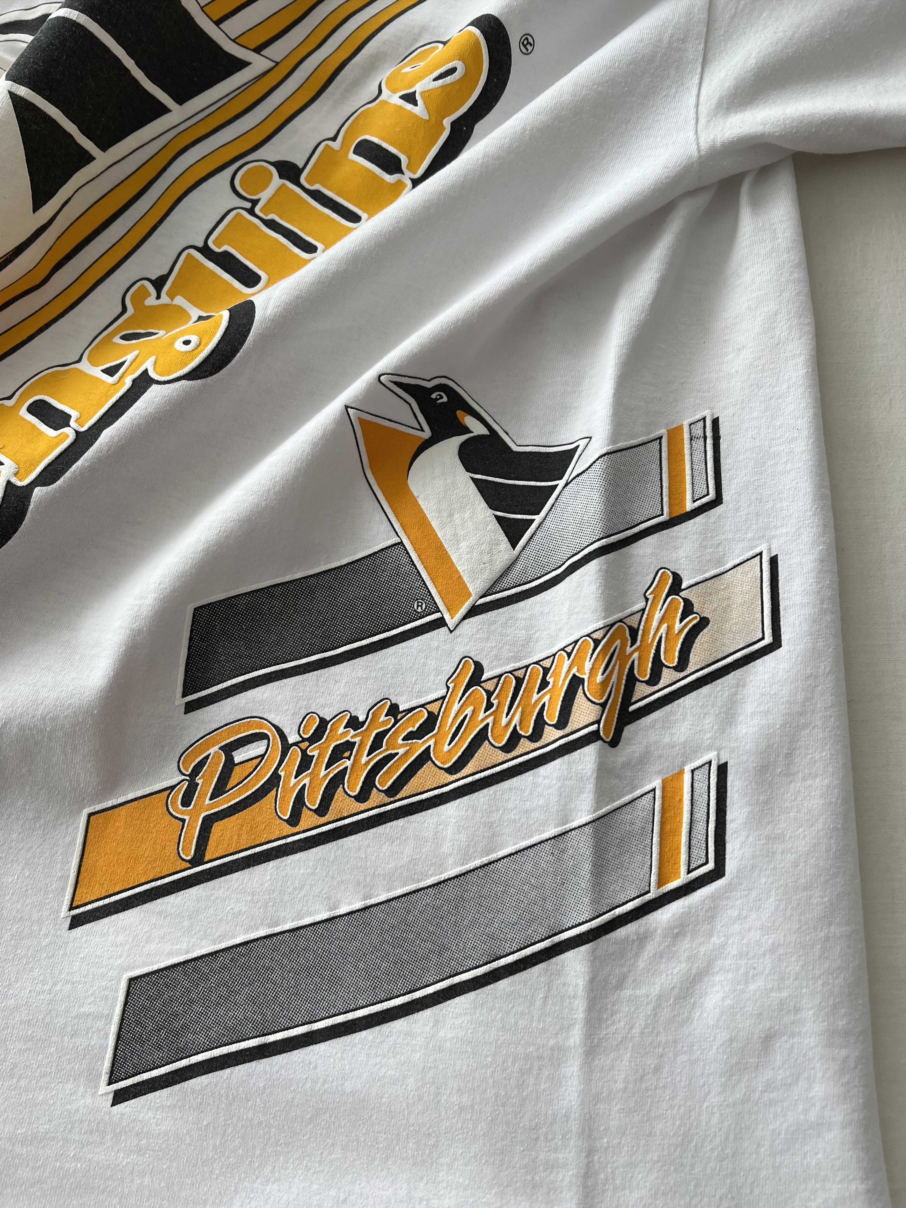 NHL Vintage 1992 Pittsburgh Penguins NHL Hockey White T-shirt Size US XL / EU 56 / 4 - 20 Thumbnail