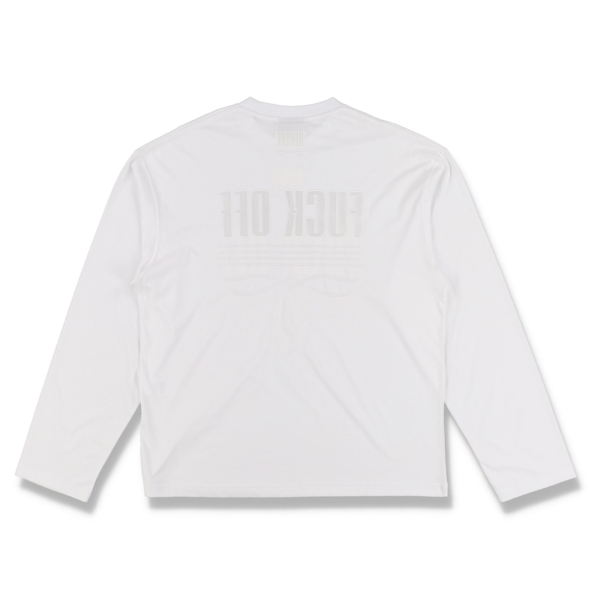 Vetements VTMNTS White Fuck Off Embroidered Long Sleeve T-Shirt Size L / US 10 / IT 46 - 10 Thumbnail