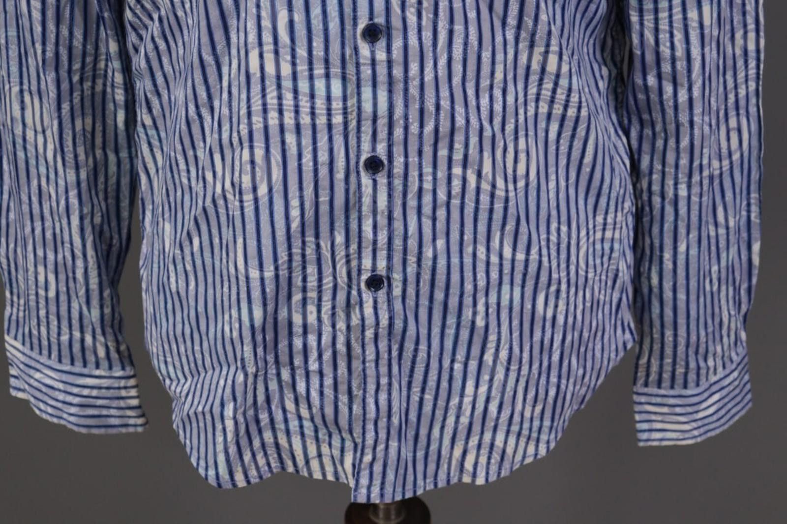 Desigual Desigual Regular Blue Striped Jasquard Down Shirt Size L Size US L / EU 52-54 / 3 - 2 Thumbnail