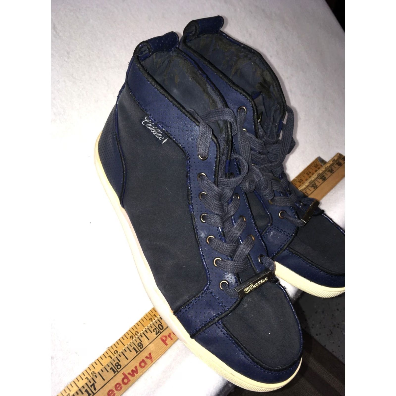 Vintage GM Cadillac Hi Top Mens Basketball Sneakers BLUE BLACK US 11 Sneaker Athletic Cadarro? Size US M / EU 48-50 / 2 - 3 Thumbnail