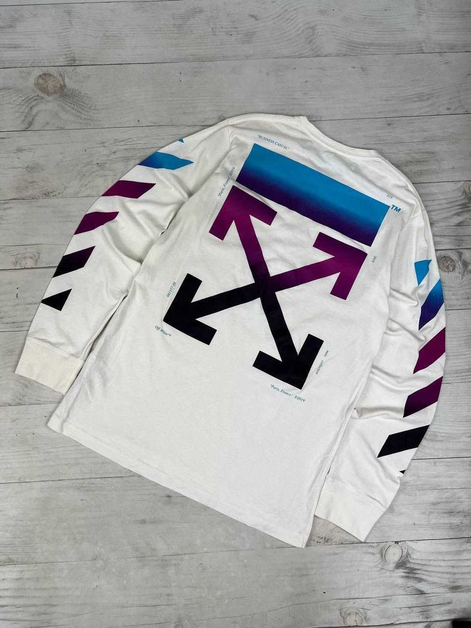 Off-White Off-White Diagonal Gradient Long Sleeve Tee Size US M / EU 48-50 / 2 - 1 Thumbnail