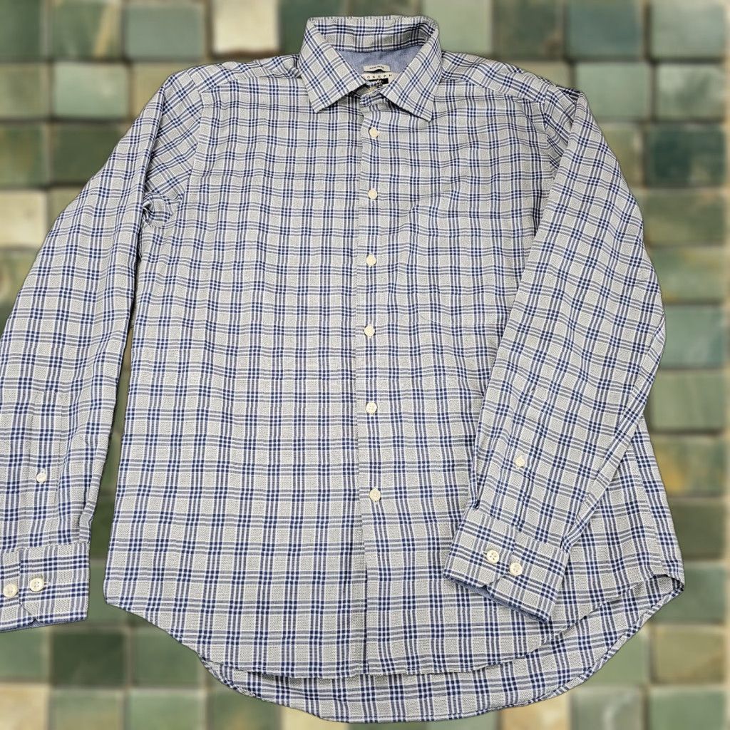 Joseph Abboud Joseph Abboud Shirt Mens M Blue Gray Check Cotton Button Up Long Sleeve Size US M / EU 48-50 / 2 - 1 Thumbnail