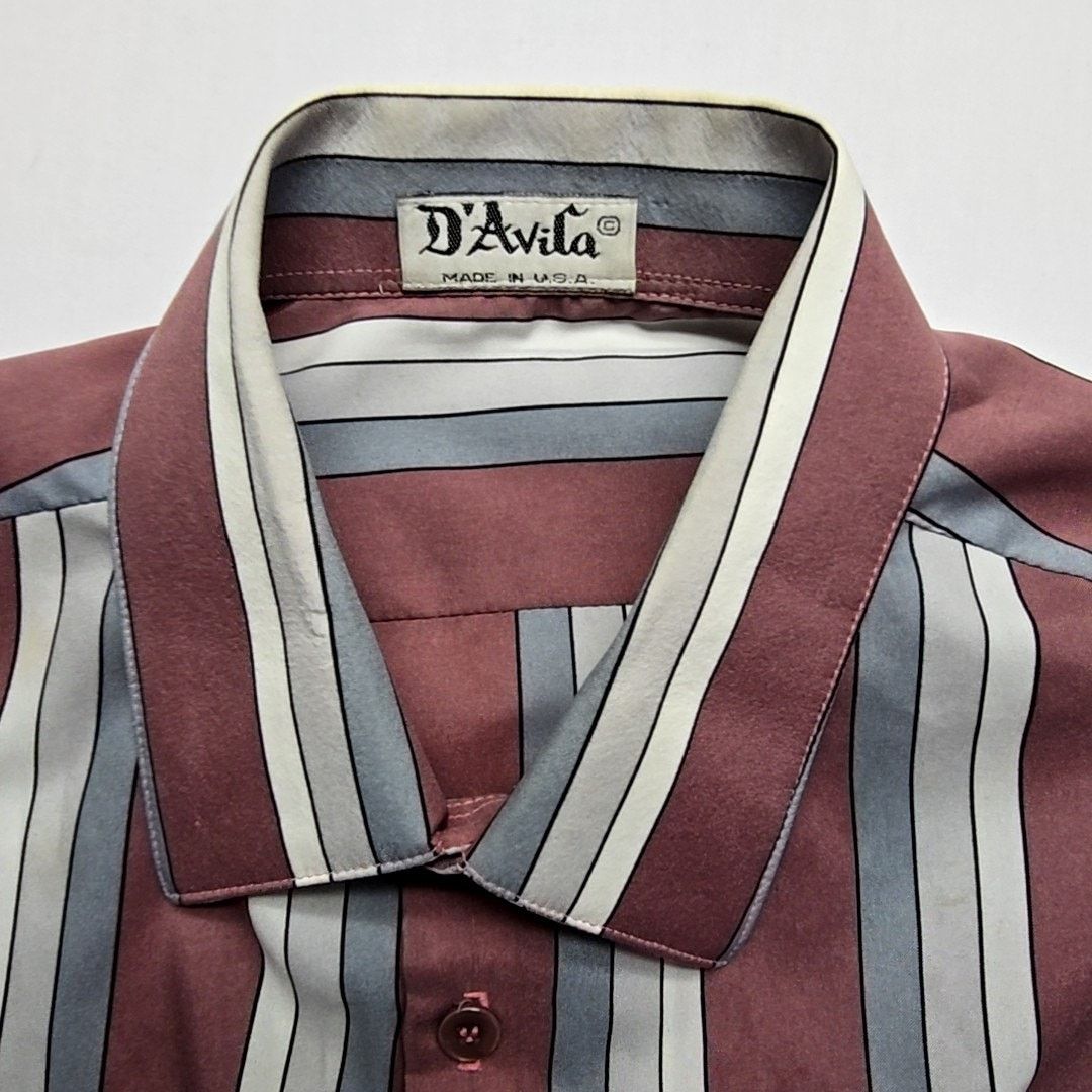 Vintage Vintage D'Avila Striped Button-Up Shirt Burgundy L Shirt Size US L / EU 52-54 / 3 - 7 Thumbnail