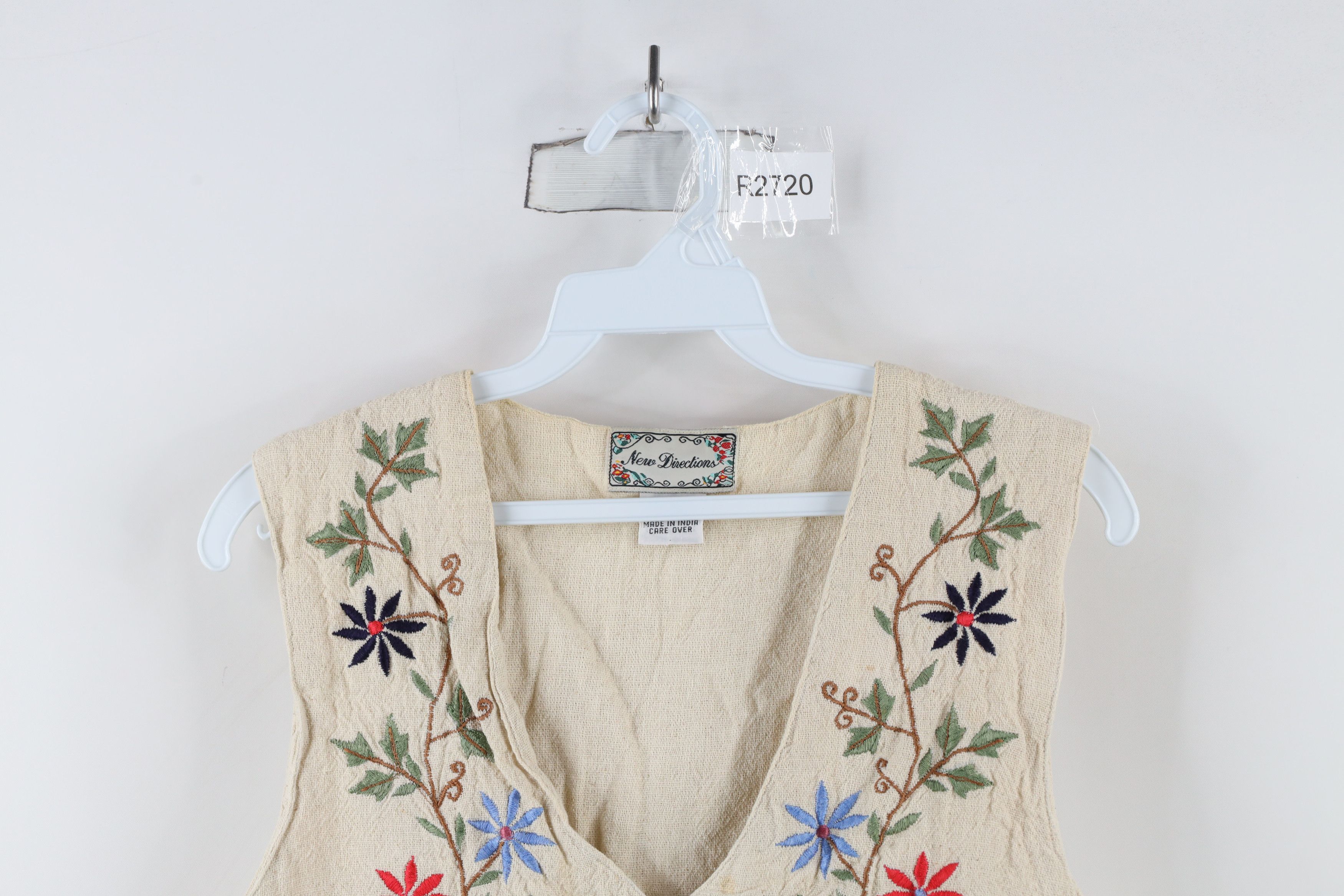 Vintage Vintage 90s Streetwear Embroidered Flower Button Vest Jacket Size M / US 6-8 / IT 42-44 - 2 Thumbnail