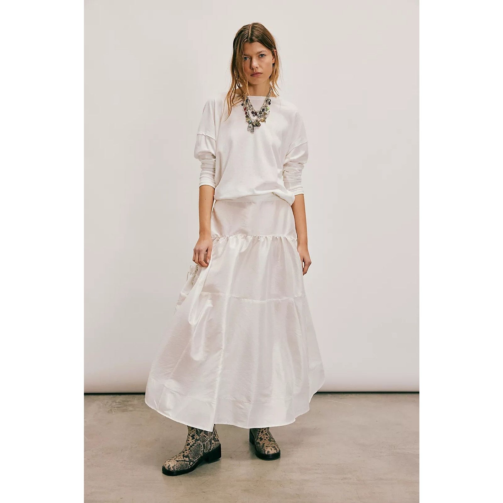 Free People New Emery Drop-Waist Midi Skirt $128 X-SMALL Lentil Sprout Size 26" / US 2 / IT 38 - 3 Thumbnail