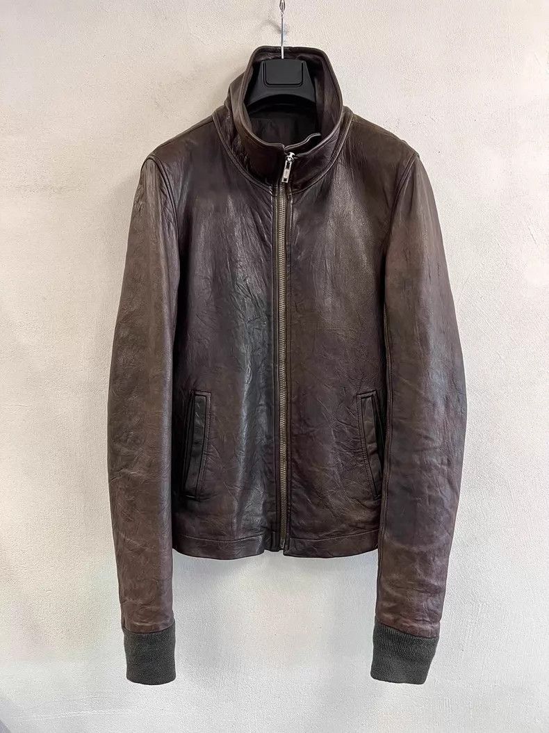 Rick Owens Rick Owens Turtleneck motorcycle leather jacket Size US S / EU 44-46 / 1 - 1 Thumbnail