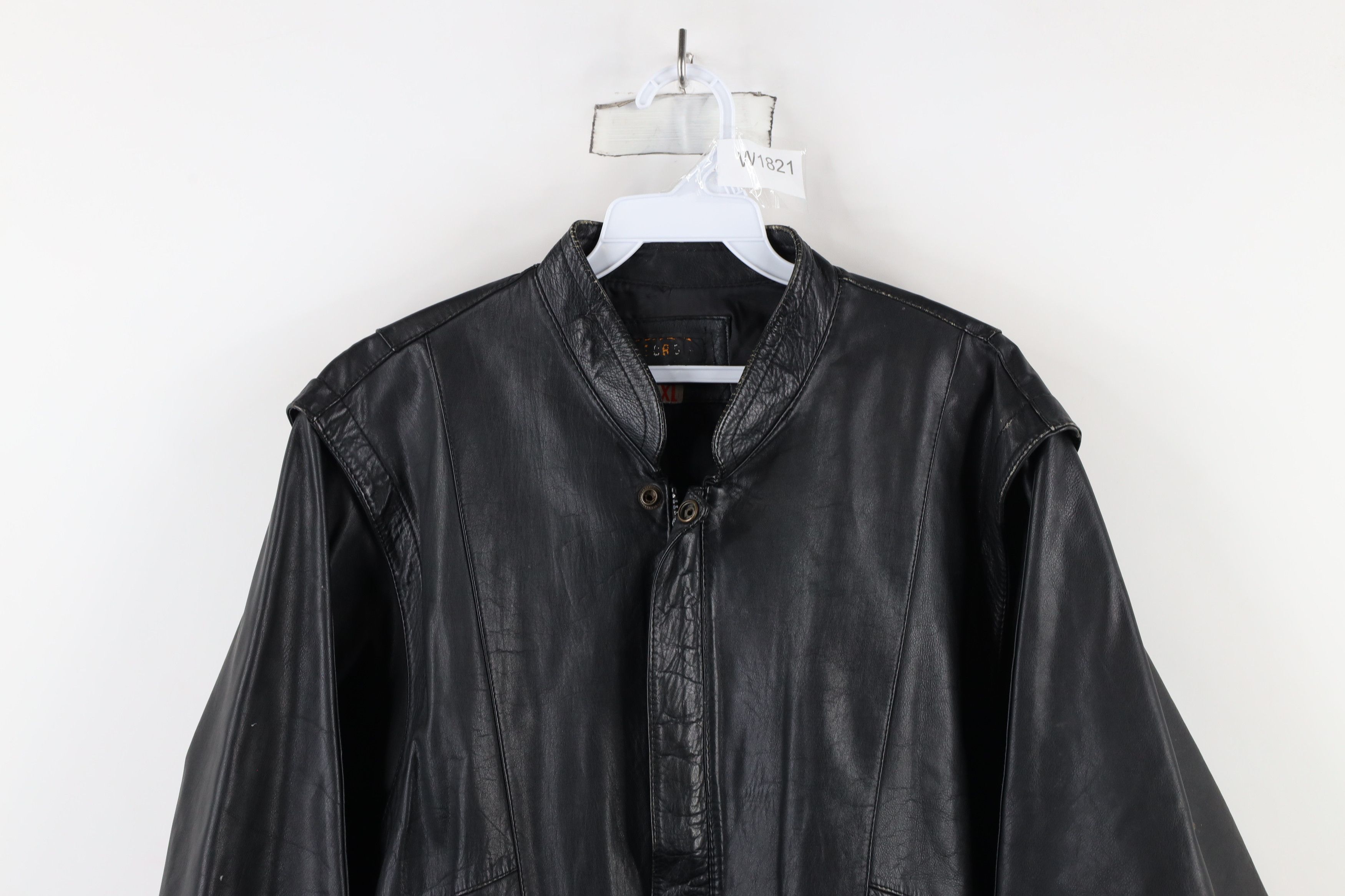 Vintage Vintage 70s Streetwear Leather Moto Bomber Jacket Black Size XL / US 12-14 / IT 48-50 - 2 Thumbnail