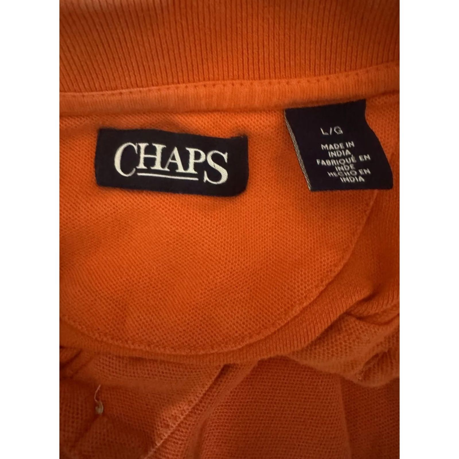 Chaps Chaps Polo Shirt Orange Men's L Regular Cotton Short Sleeve Button-Down Collar Polo Shirt Mens Orange L Shirts Size US L / EU 52-54 / 3 - 3 Thumbnail