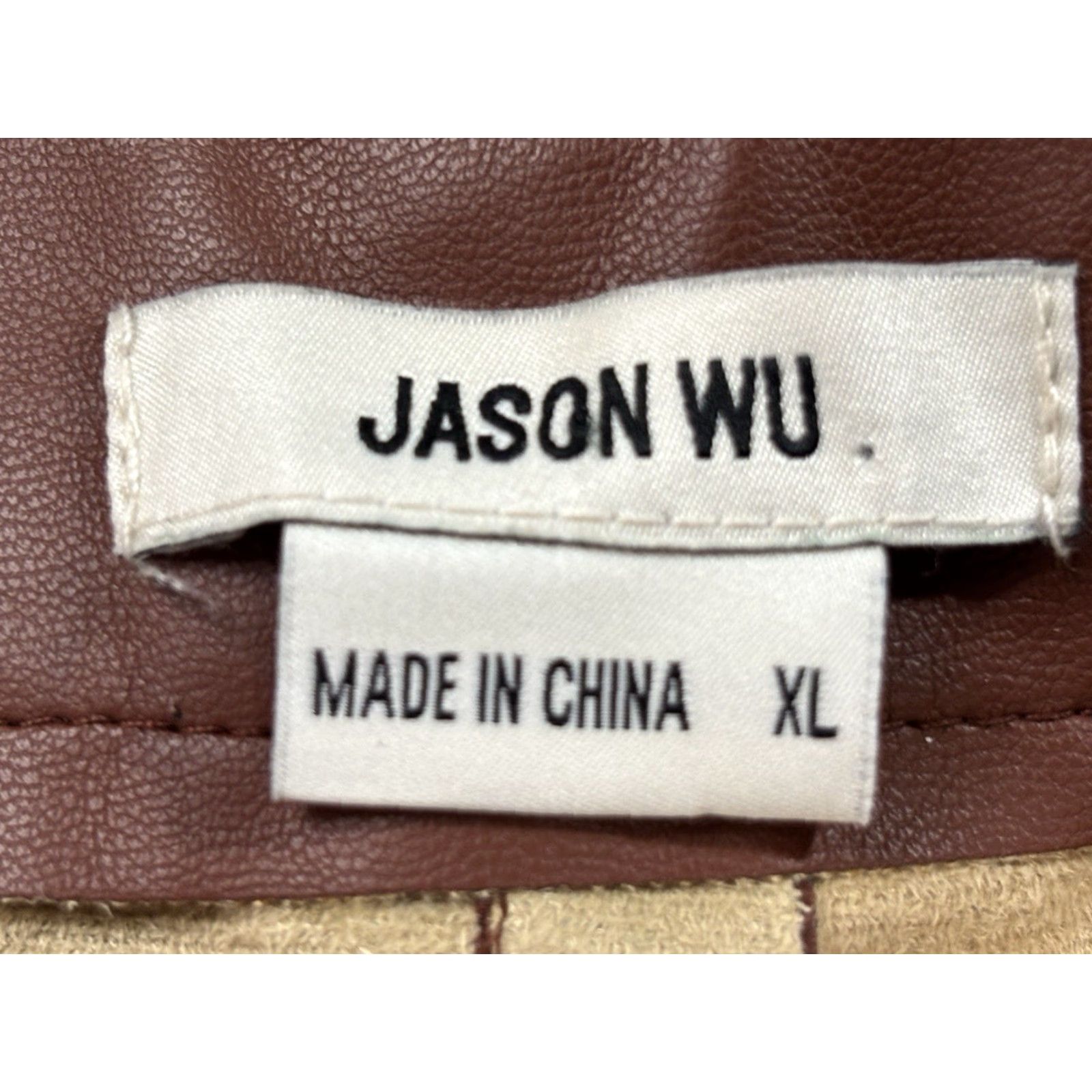 Jason Wu Jason Wu Faux Leather Pants Women’s XL Brown Split Hem Skinny Leg Rocker Vegan Size 40" / US 18 - 6 Thumbnail