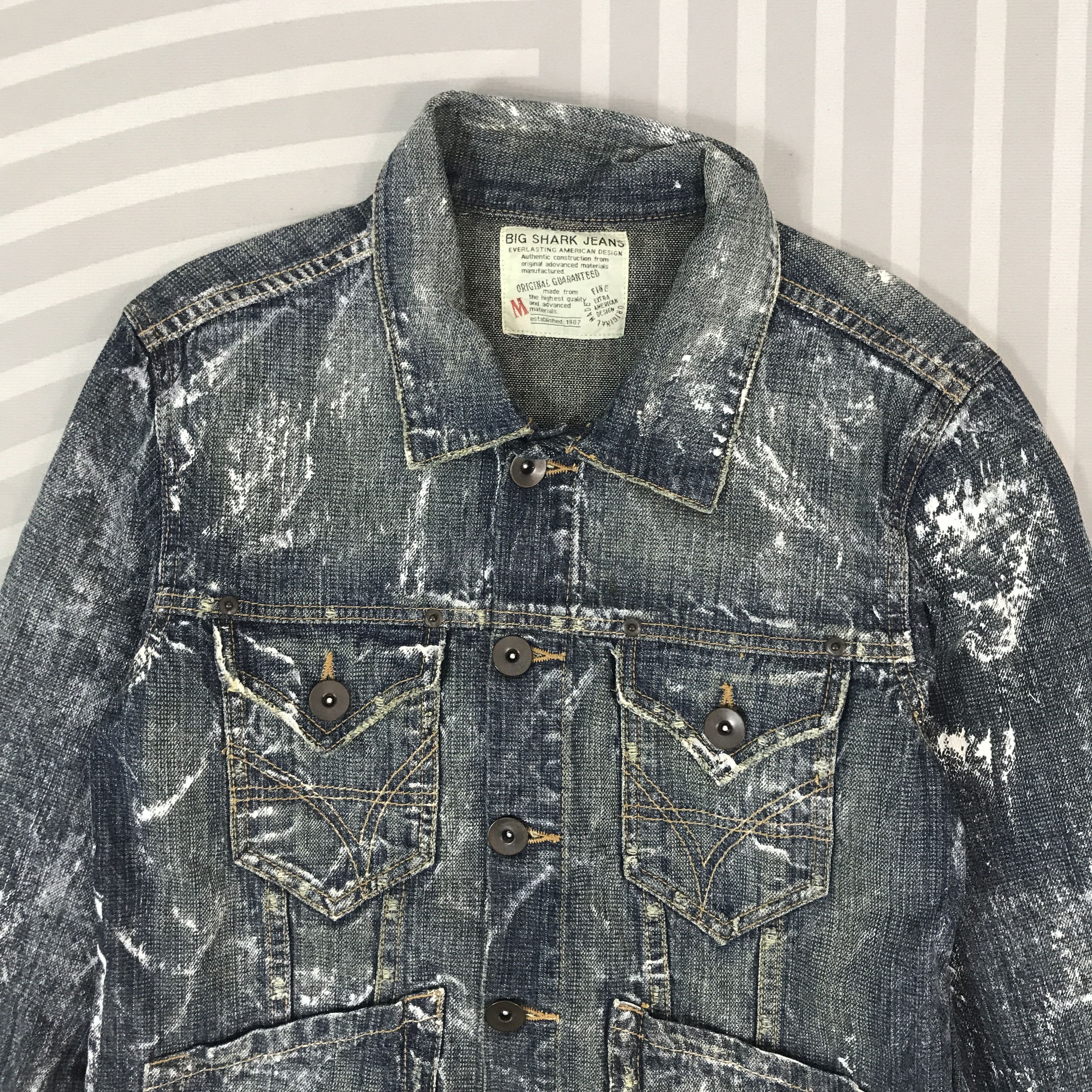Japanese Brand × Vintage Vintage Big Shark Jeans Denim button Jacket Size US M / EU 48-50 / 2 - 2 Thumbnail